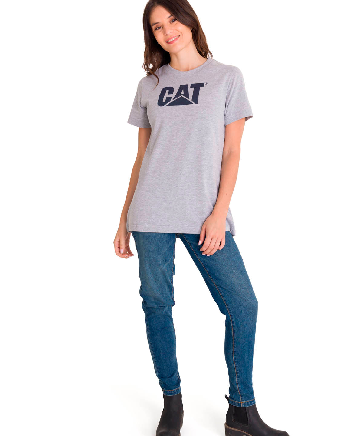 Polera Manga corta Casual Mujer WOMEN'S TM LOGO TEE Gris CAT
