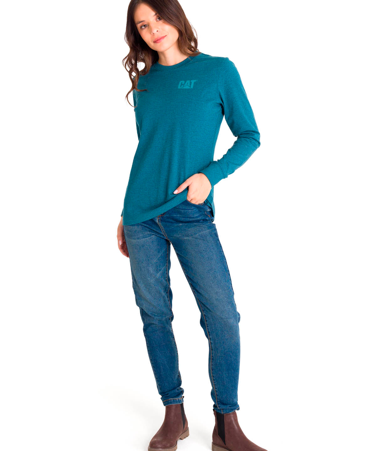 Polera Manga Larga Mujer Trademark Banner Celeste CAT