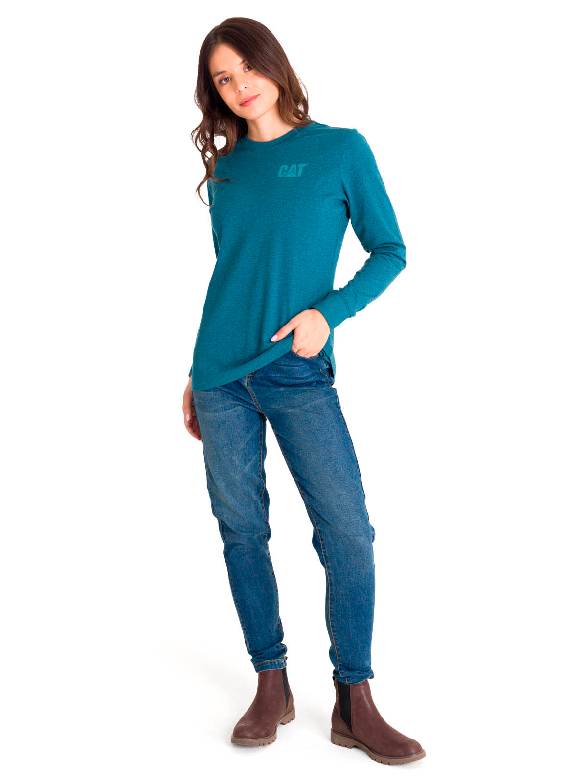 Polera Manga Larga Mujer Trademark Banner Celeste CAT