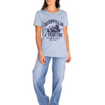 Polera Manga Corta Casual Mujer Women'S Graphic Tee Azul Cat
