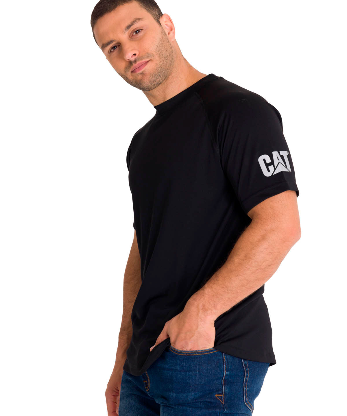 Polera Manga Corta Hombre LIGHTWEIGHT COOLING S/S CREW TEE Negra Cat