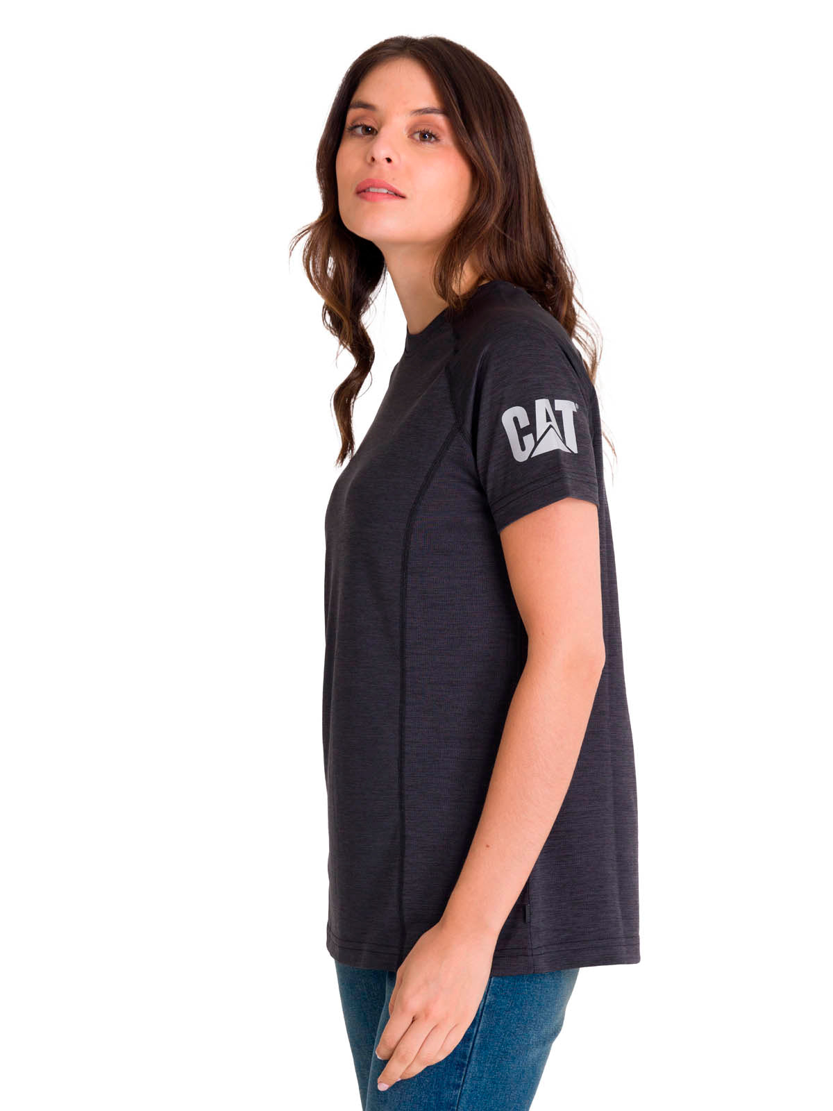 Polera Manga Corta Mujer LIGHTWEIGHT COOLING S/S CREW TEE Negra Cat