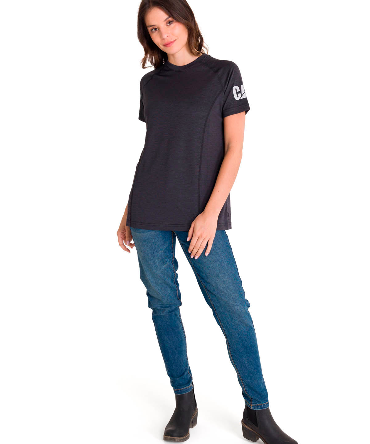Polera Manga Corta Mujer LIGHTWEIGHT COOLING S/S CREW TEE Negra Cat