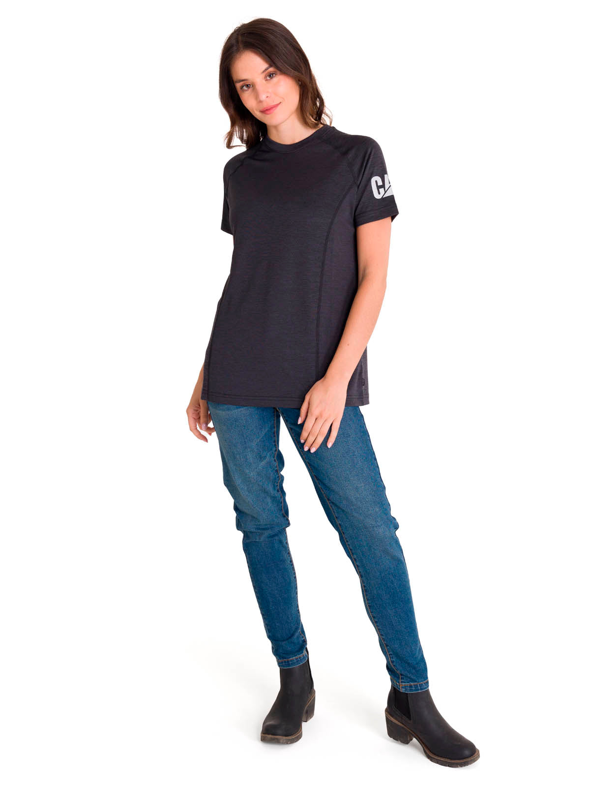 Polera Manga Corta Mujer LIGHTWEIGHT COOLING S/S CREW TEE Negra Cat