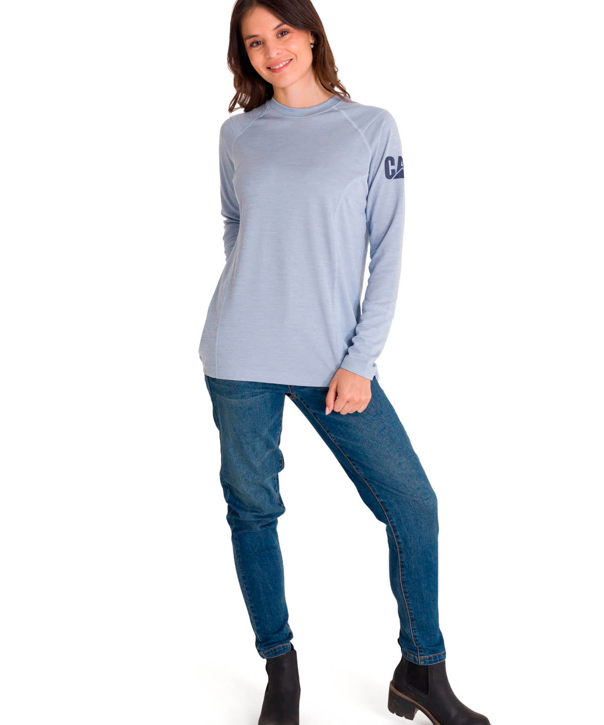 Polera Manga Larga Mujer WOMEN'S LIGHTWEIGHT COOLING L/S CREW Gris Cat