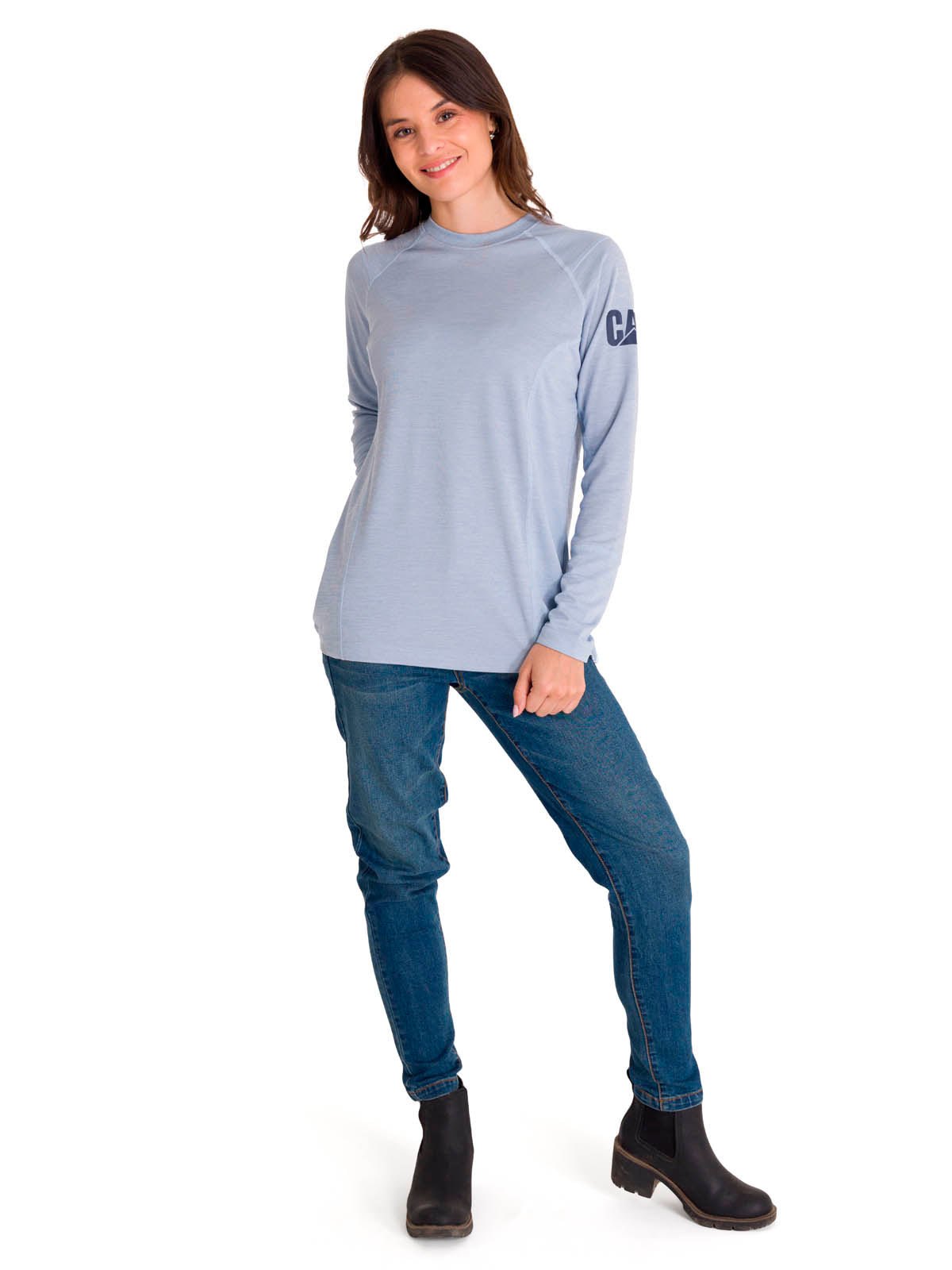 Polera Manga Larga Mujer WOMEN'S LIGHTWEIGHT COOLING L/S CREW Gris Cat