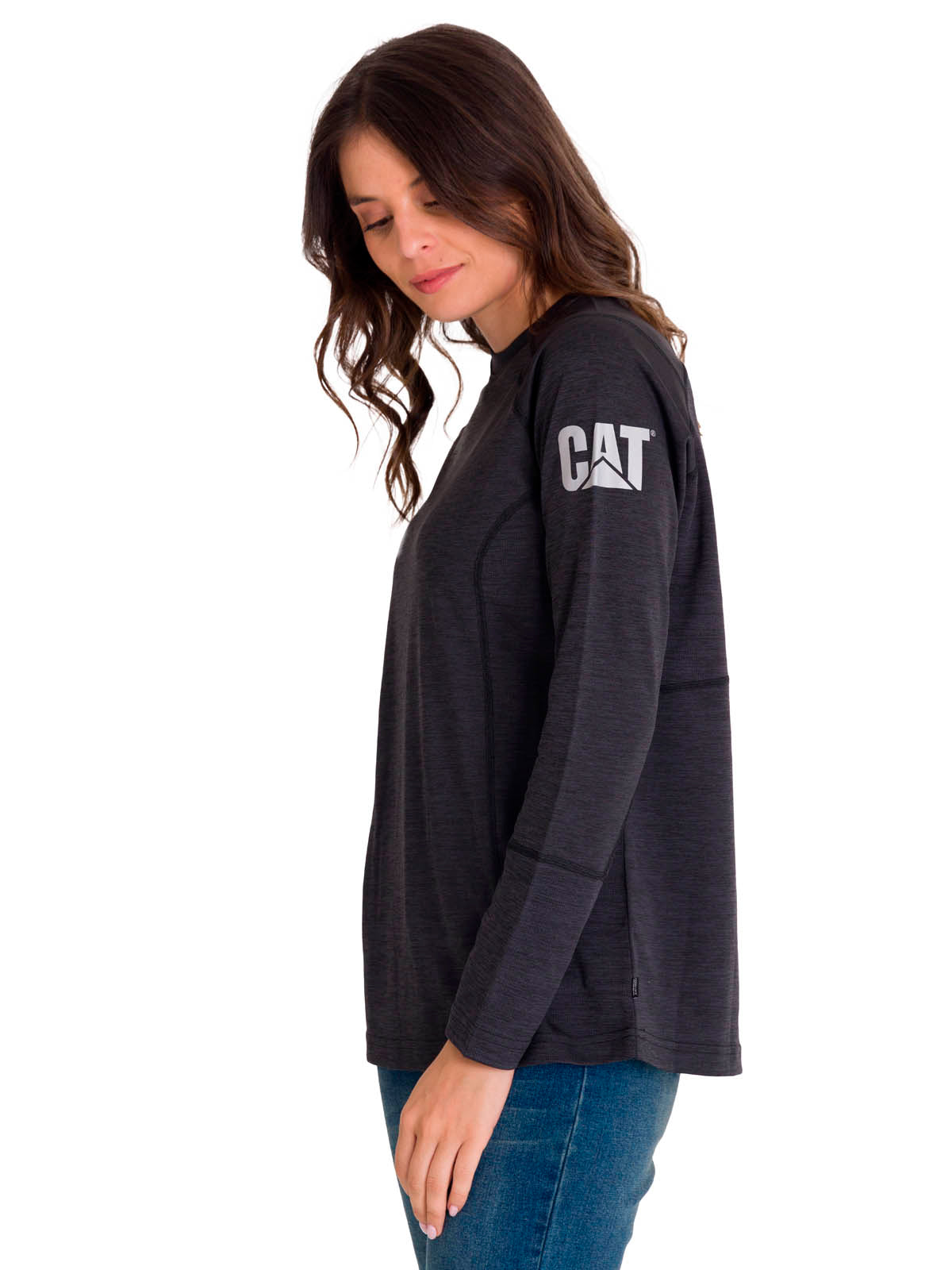 Polera Manga Larga Mujer WOMEN'S LIGHTWEIGHT COOLING L/S CREW Negra Cat
