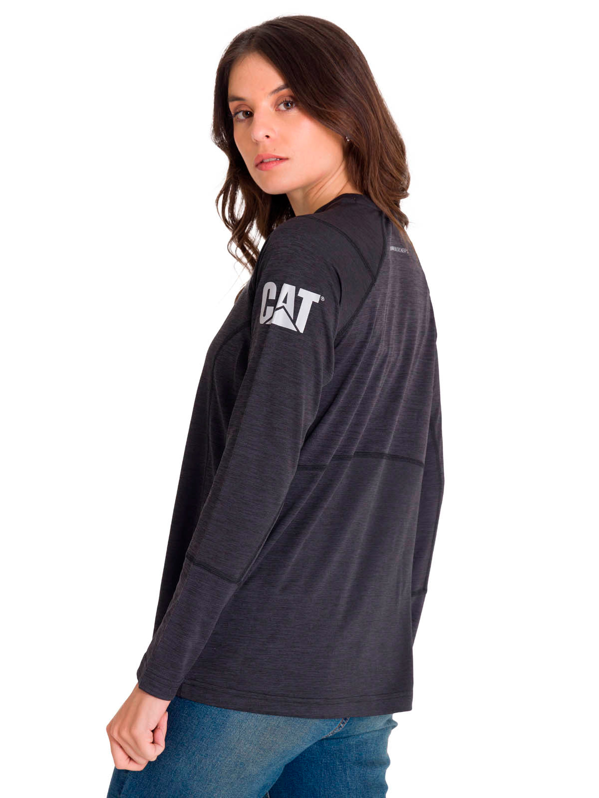 Polera Manga Larga Mujer WOMEN'S LIGHTWEIGHT COOLING L/S CREW Negra Cat