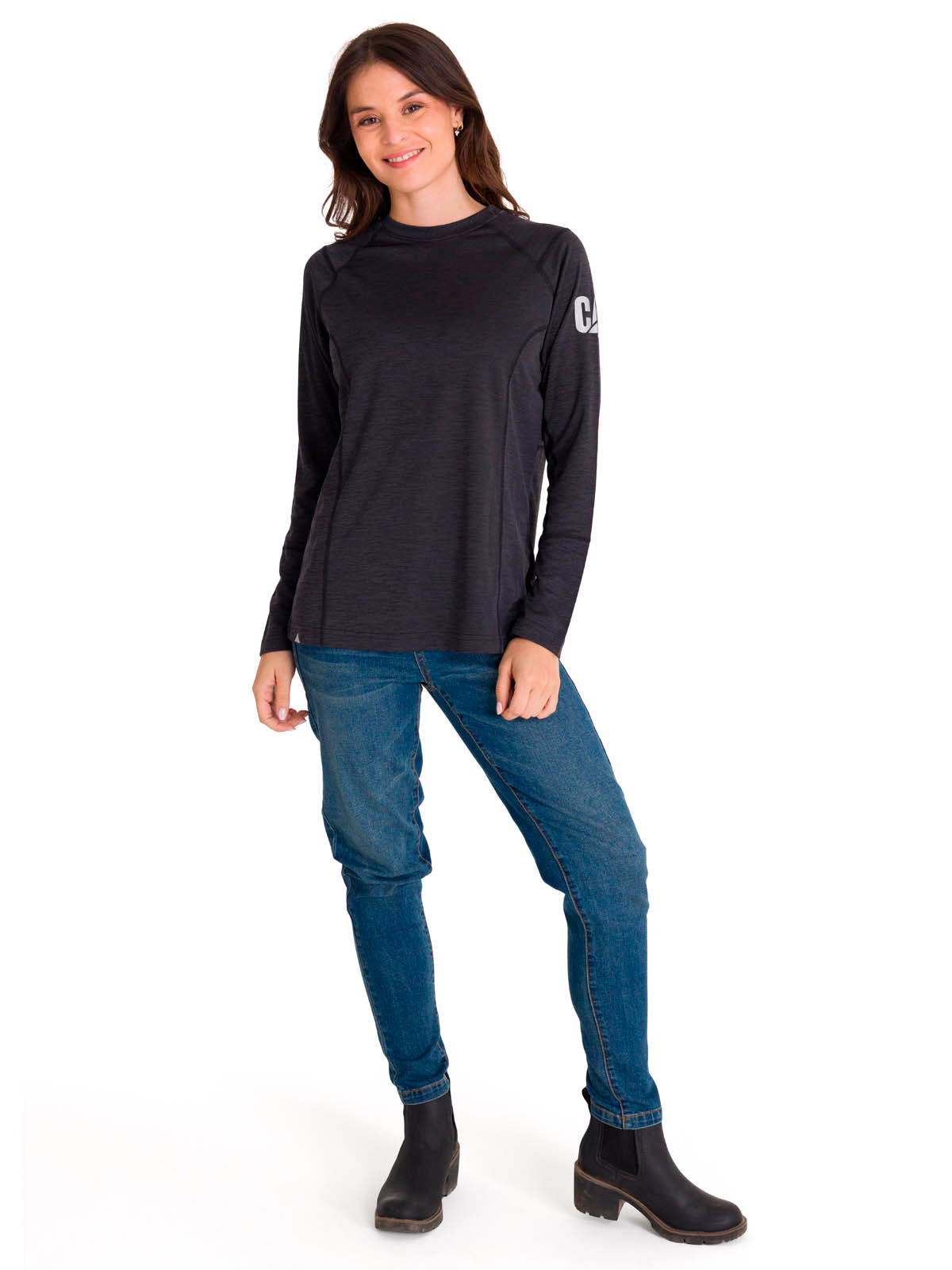 Polera Manga Larga Mujer WOMEN'S LIGHTWEIGHT COOLING L/S CREW Negra Cat