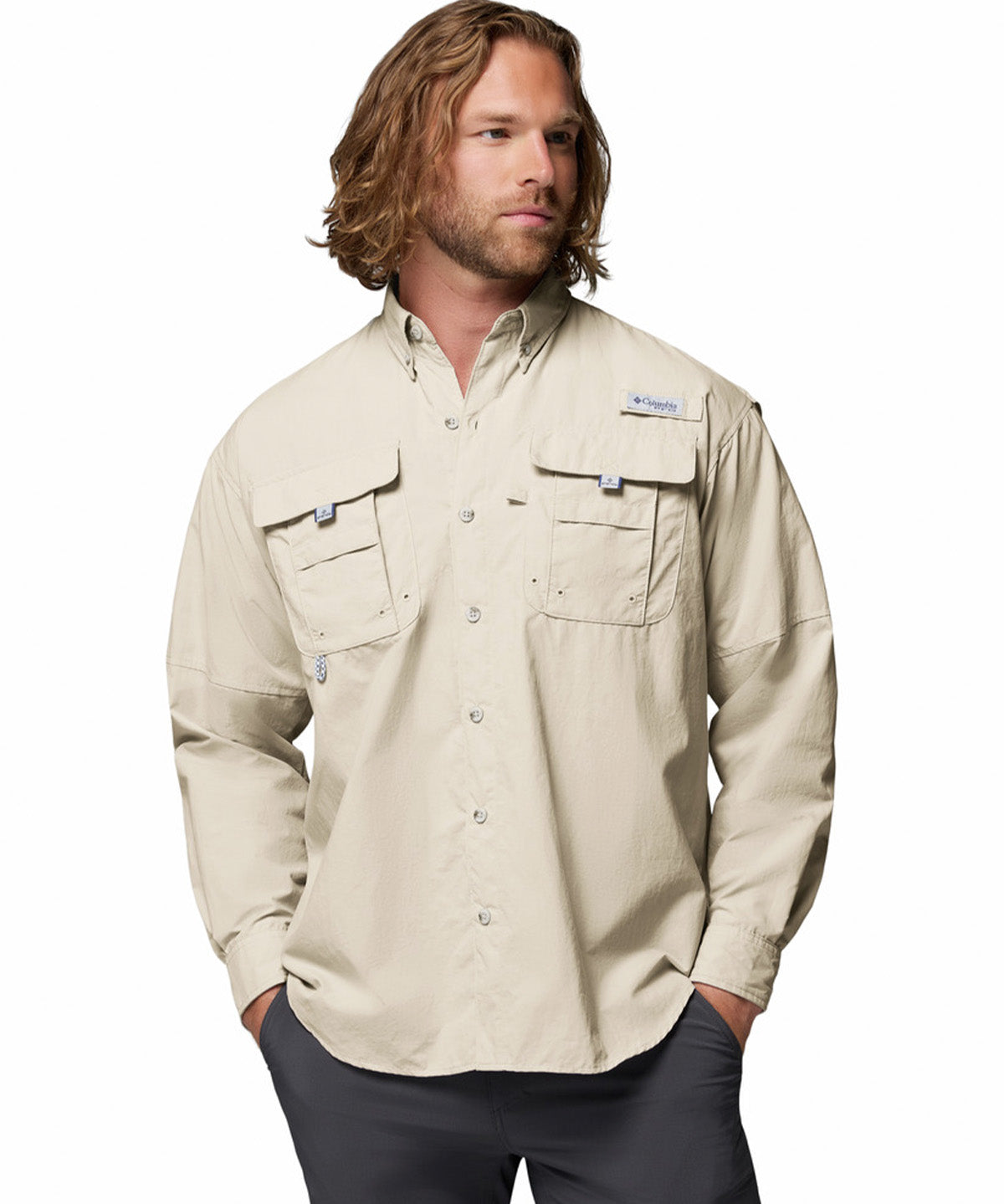 Camisa Manga Larga Hombre Bahama II Beige Columbia