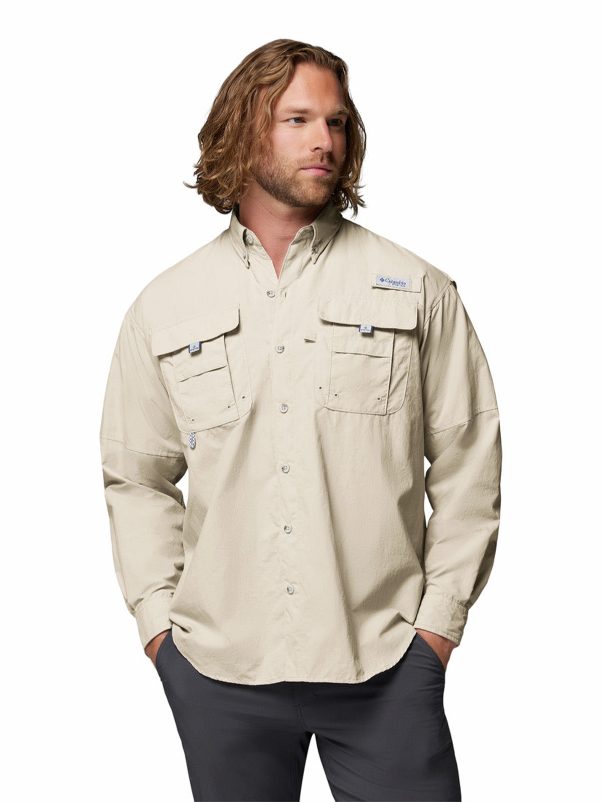 Camisa Manga Larga Hombre Bahama II Beige Columbia