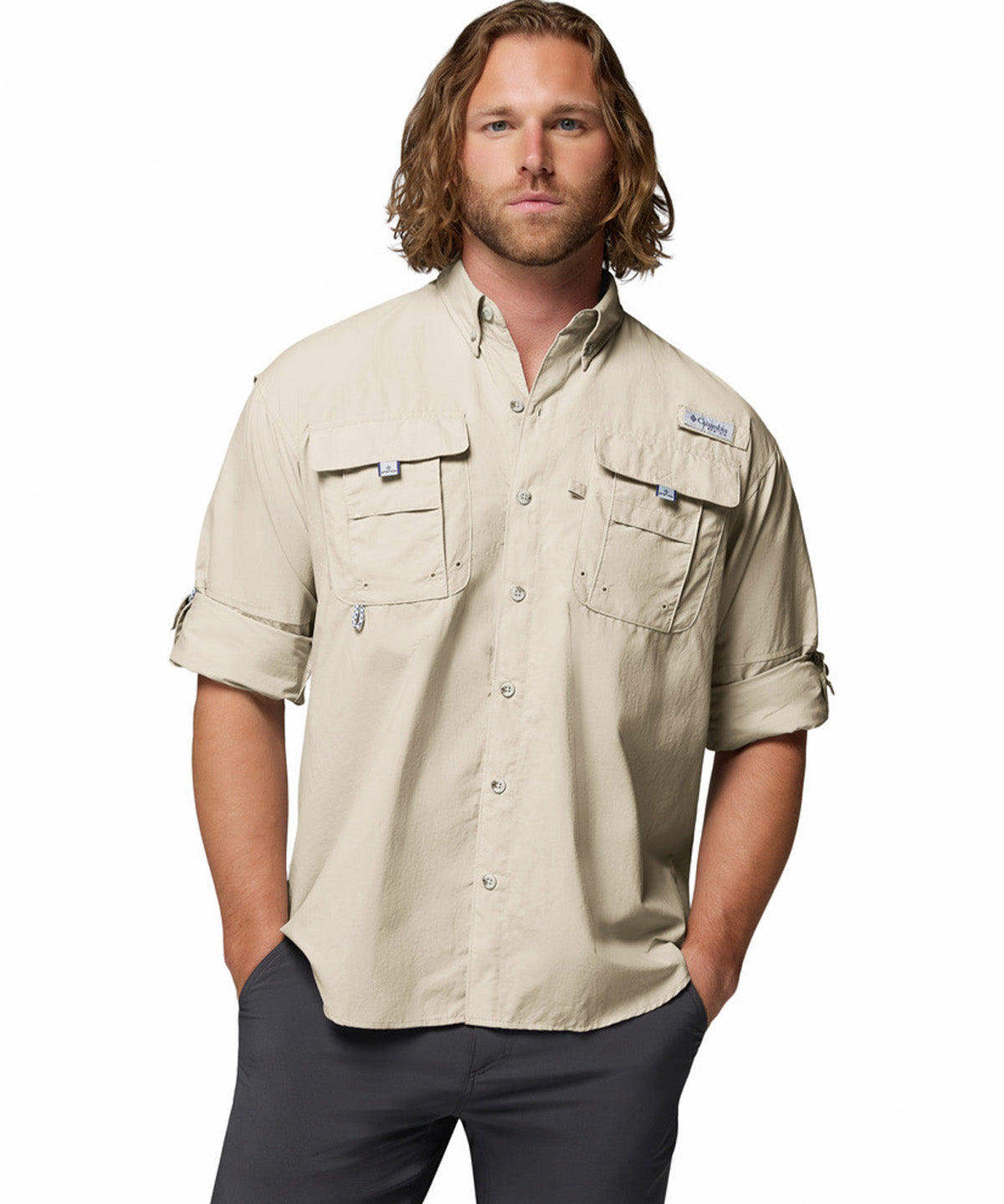 Camisa Manga Larga Hombre Bahama II Beige Columbia