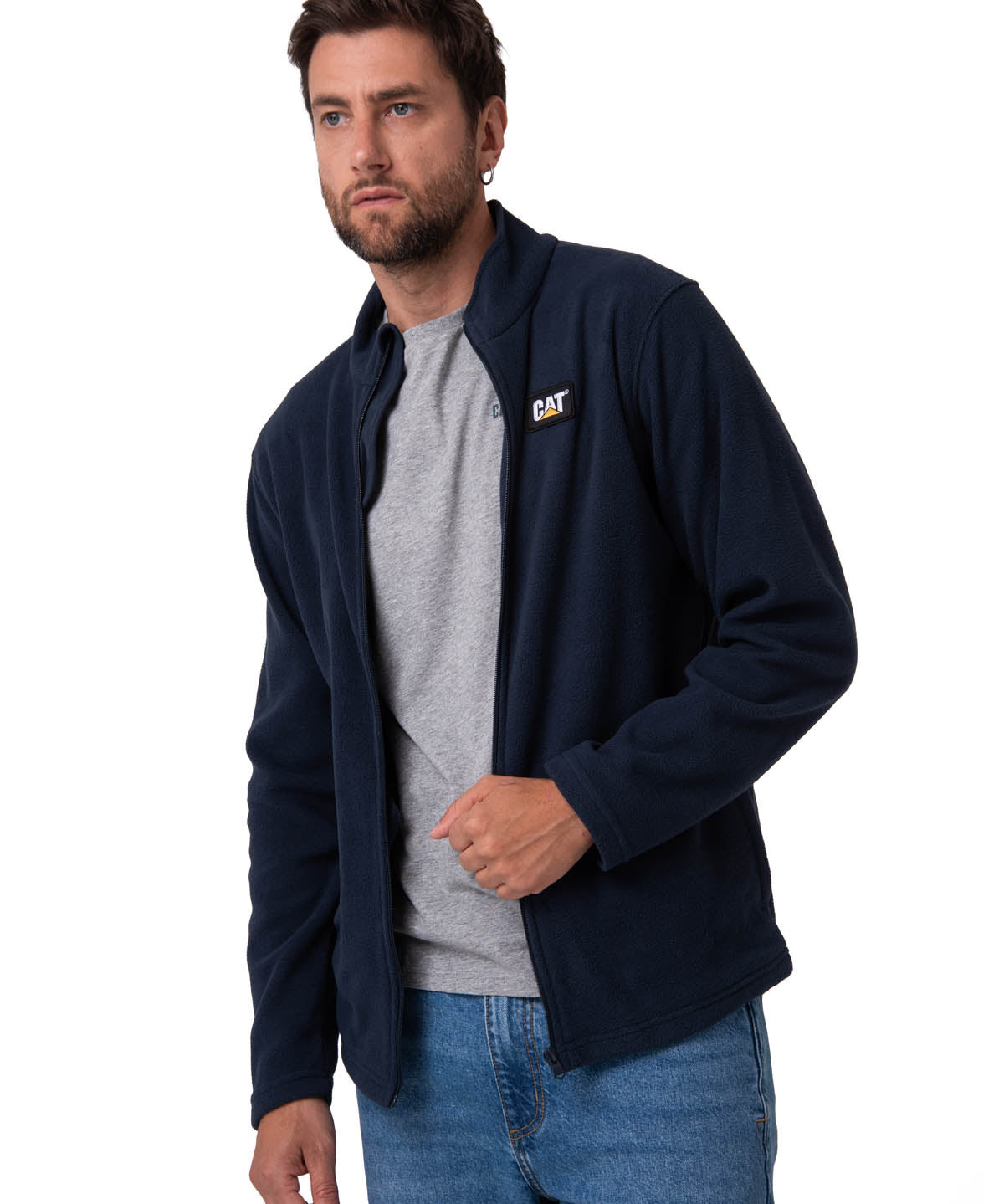 Polar Casual Hombre Microfleece Full Zip Azul Cat