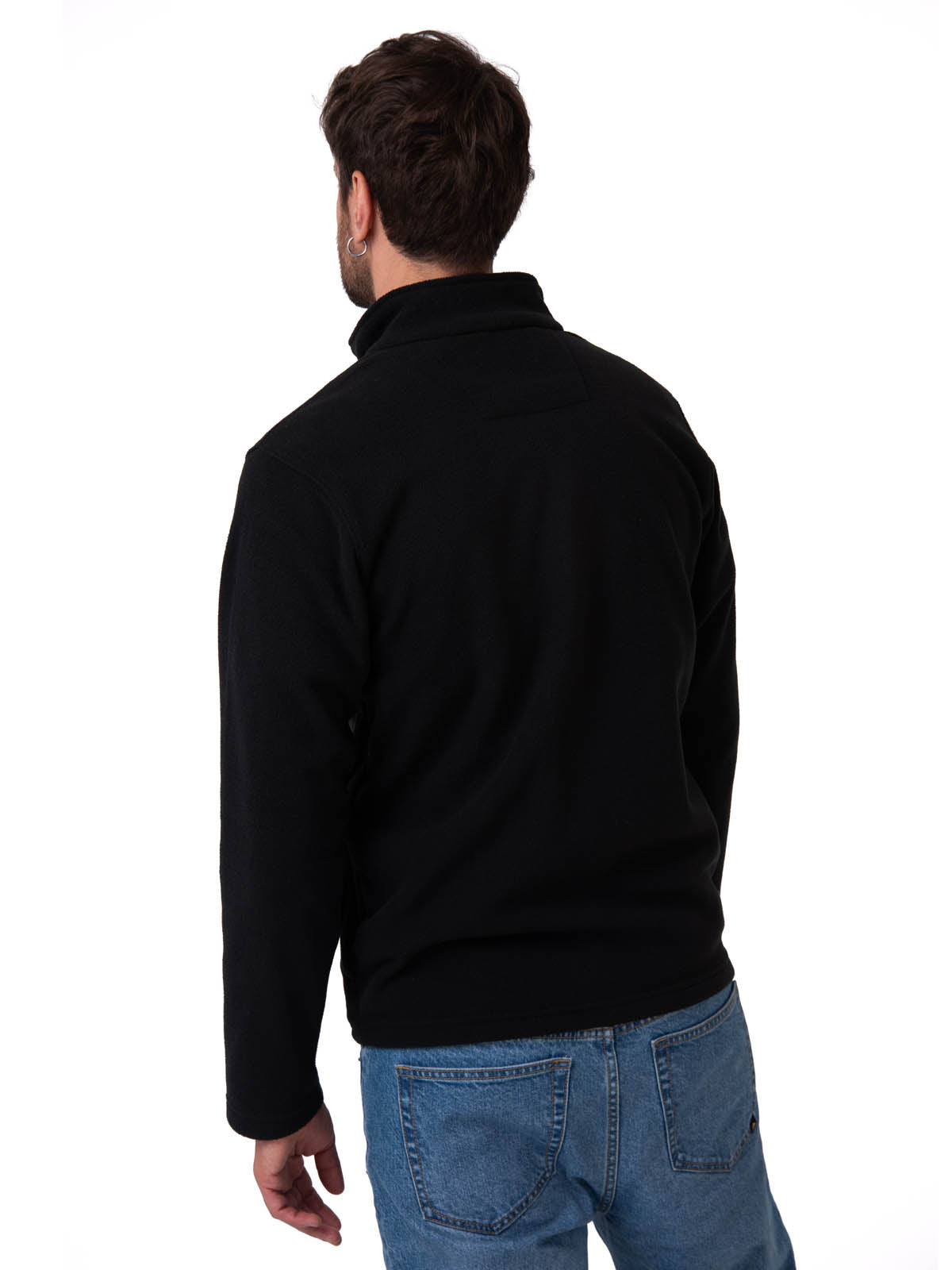 Polar Casual Hombre Microfleece Full Zip Negro Cat