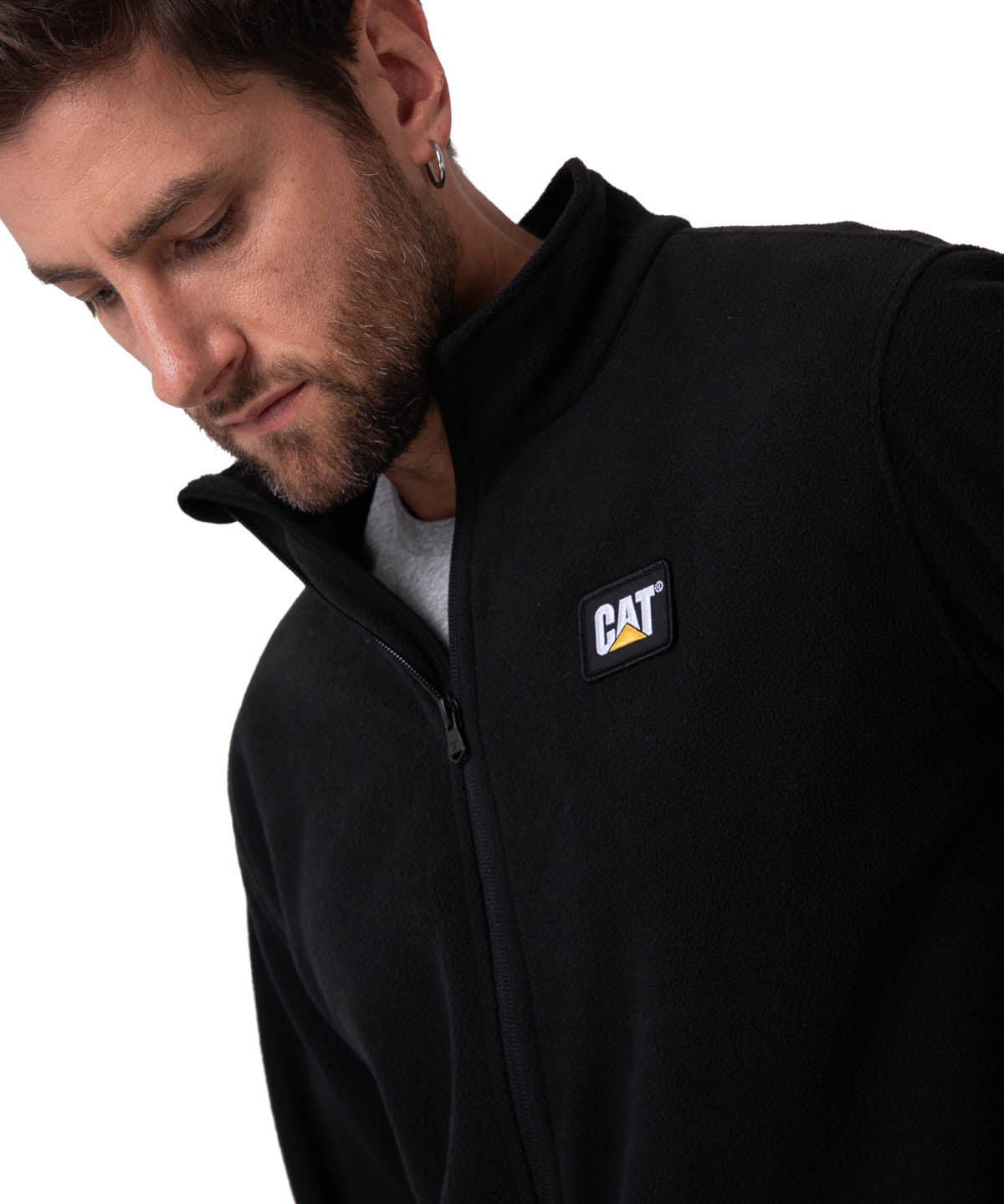 Polar Casual Hombre Microfleece Full Zip Negro Cat