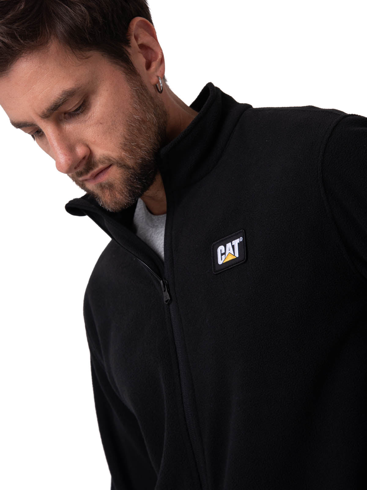Polar Casual Hombre Microfleece Full Zip Negro Cat