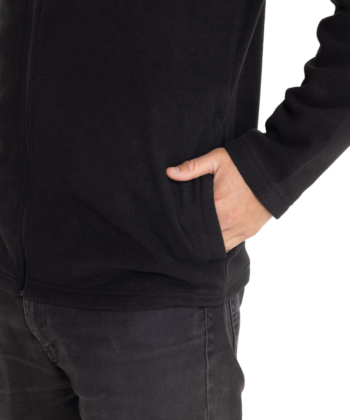 Polar Casual Hombre Microfleece Full Zip Negro Cat