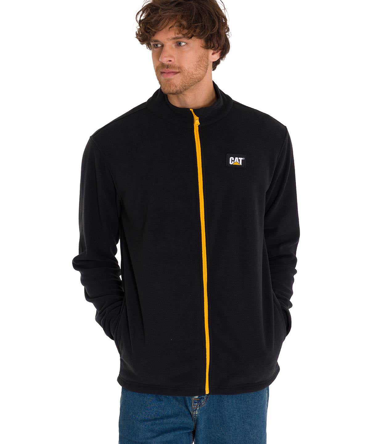 Polar Manga Larga Hombre Microfleece Full Zip Negro/Amarillo Cat