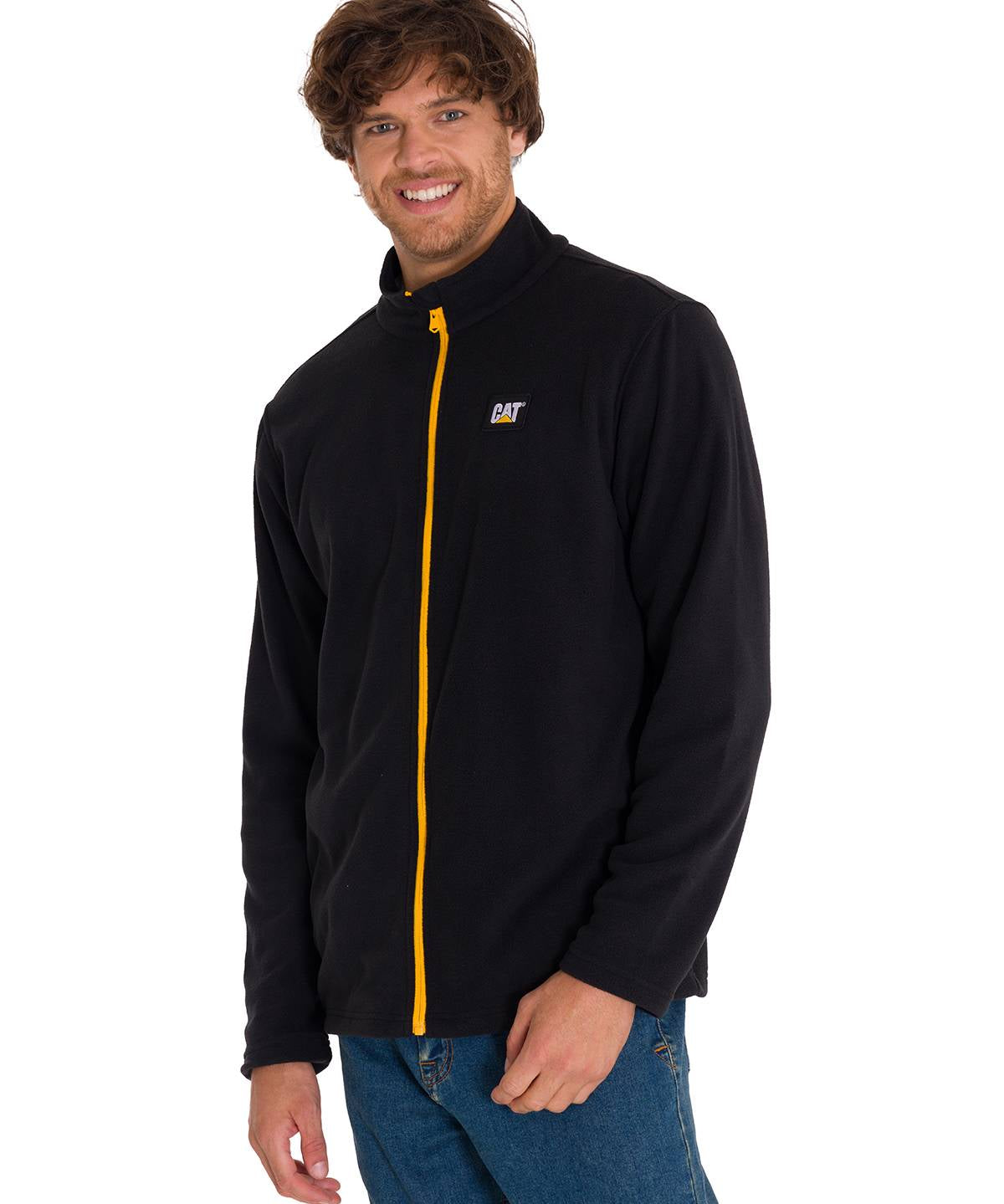 Polar Manga Larga Hombre Microfleece Full Zip Negro/Amarillo Cat