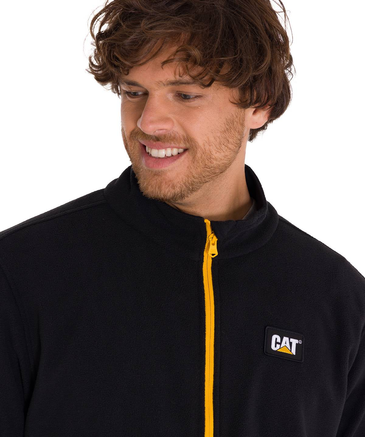 Polar Manga Larga Hombre Microfleece Full Zip Negro/Amarillo Cat