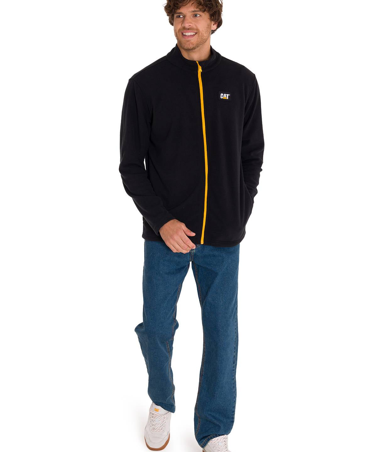 Polar Manga Larga Hombre Microfleece Full Zip Negro/Amarillo Cat