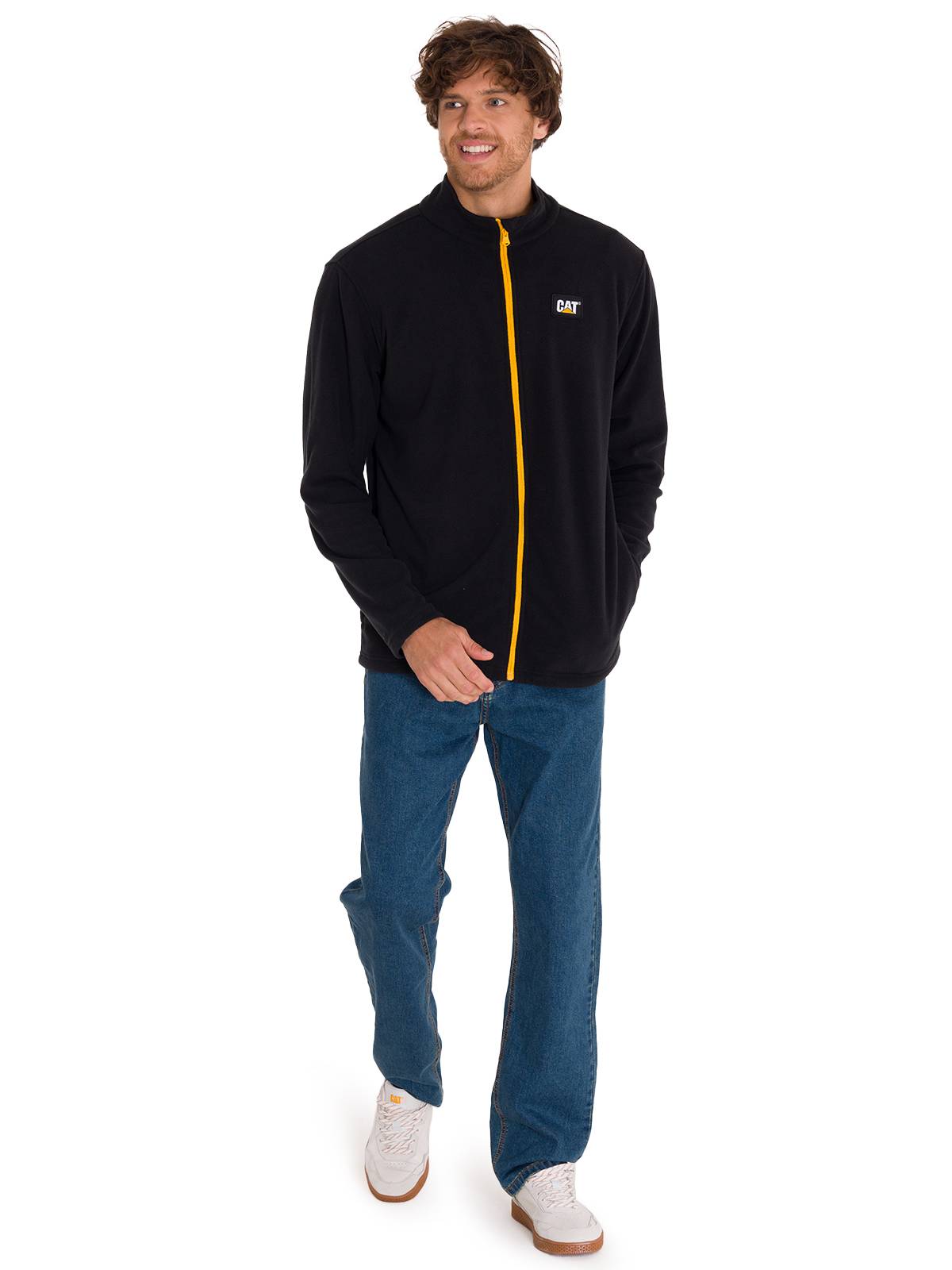 Polar Manga Larga Hombre Microfleece Full Zip Negro/Amarillo Cat