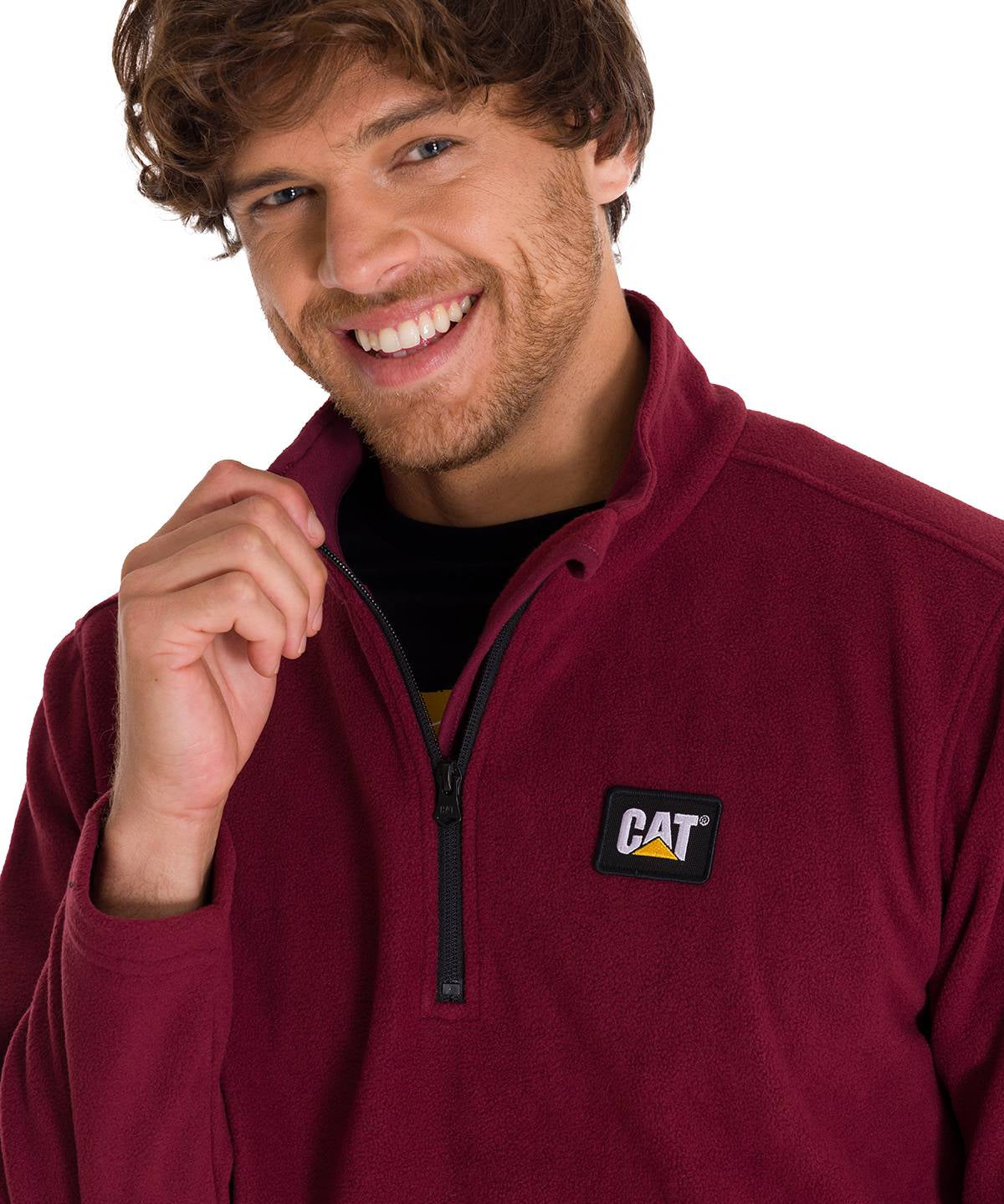 Polar Manga Larga Hombre Microfleece Quarter Zip Burdeo Cat