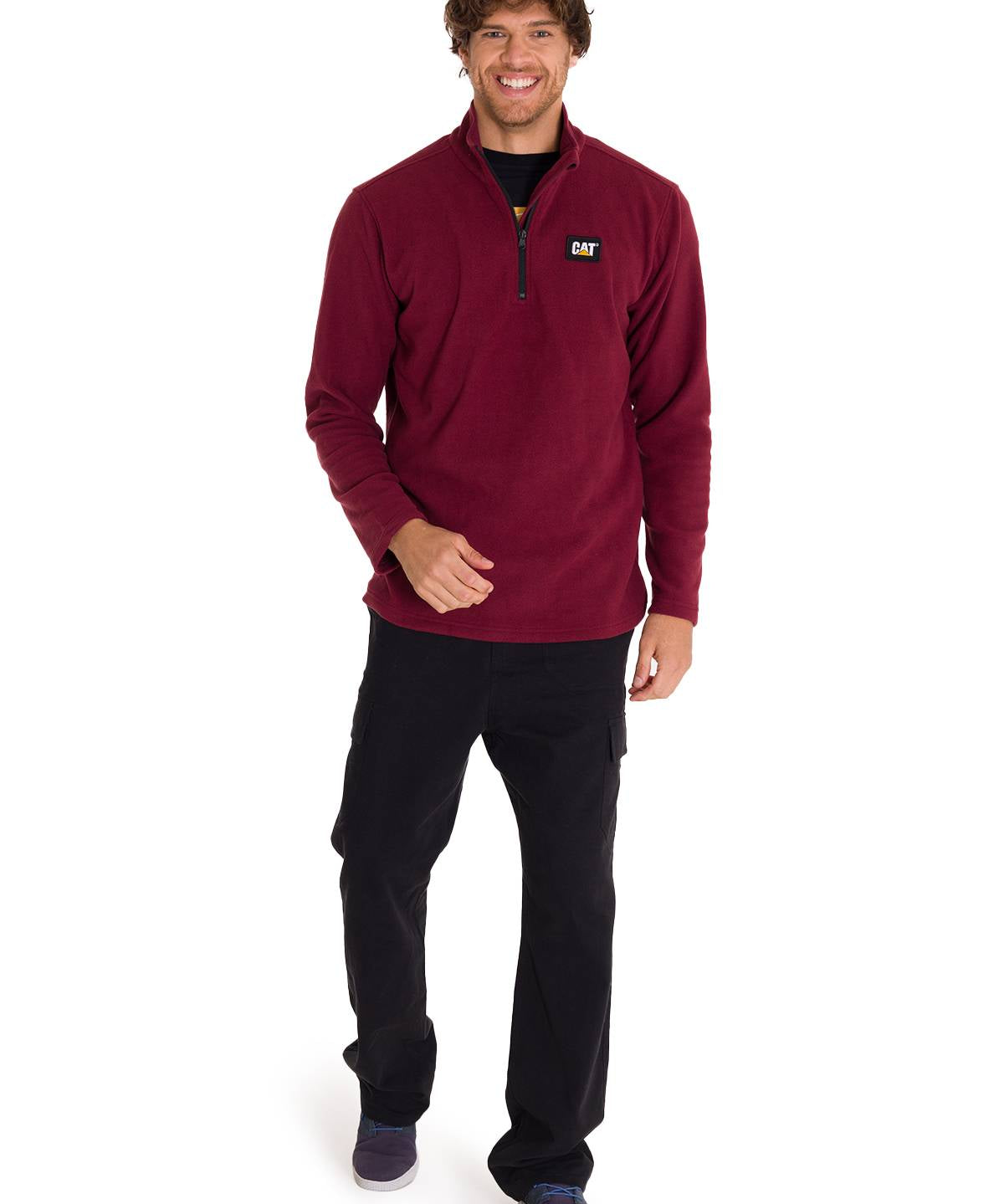 Polar Manga Larga Hombre Microfleece Quarter Zip Burdeo Cat