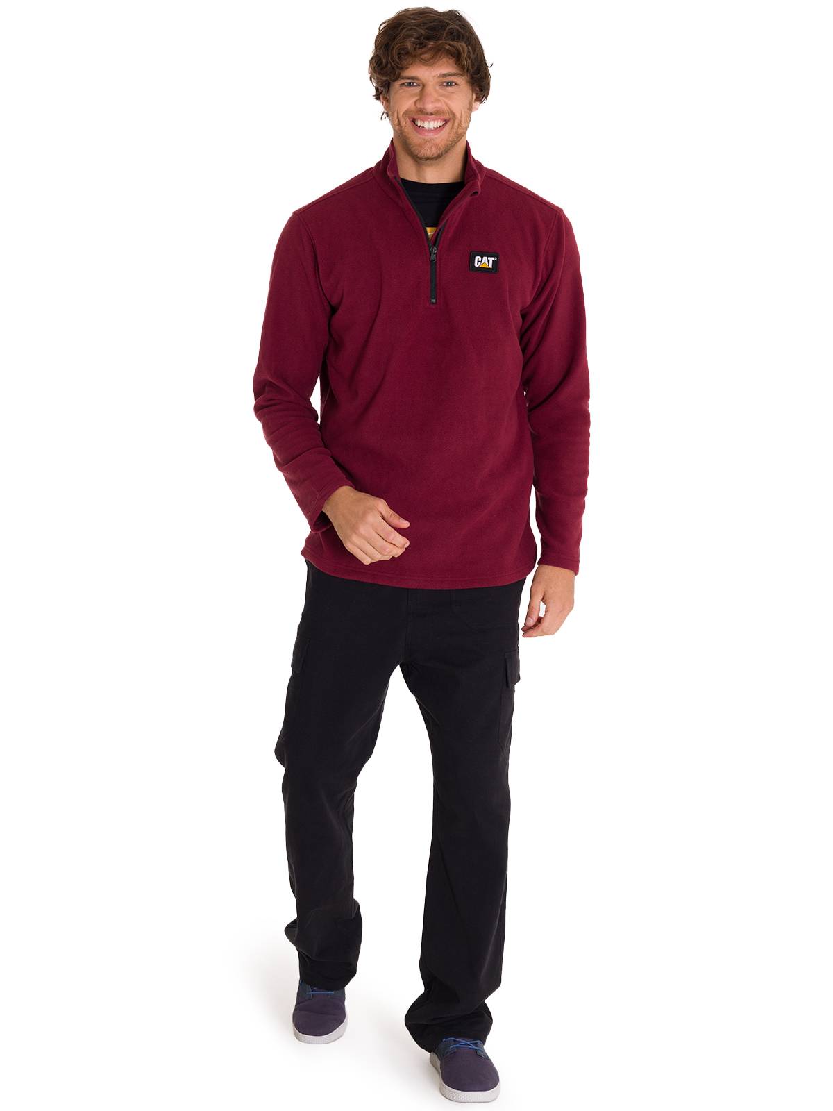 Polar Manga Larga Hombre Microfleece Quarter Zip Burdeo Cat