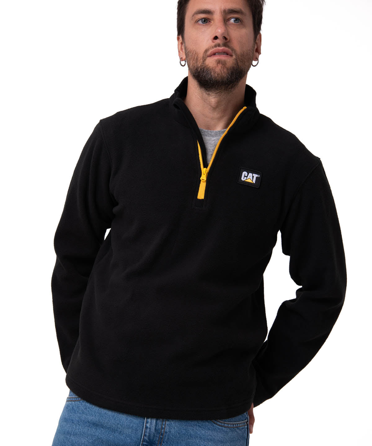 Polar Casual Hombre MICROFLEECE QUARTER ZIP NEGRO CAT