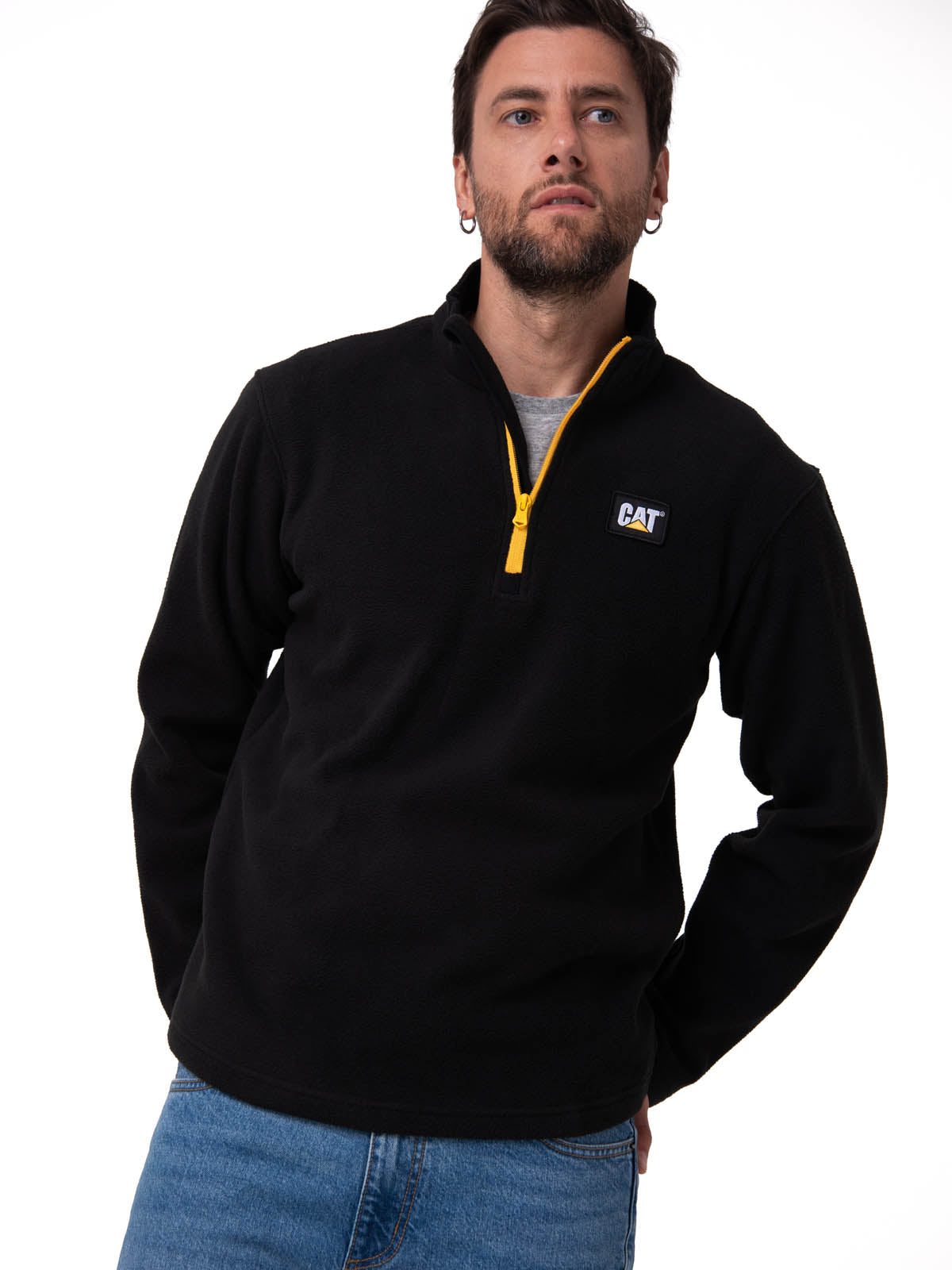 Polar Casual Hombre MICROFLEECE QUARTER ZIP NEGRO CAT