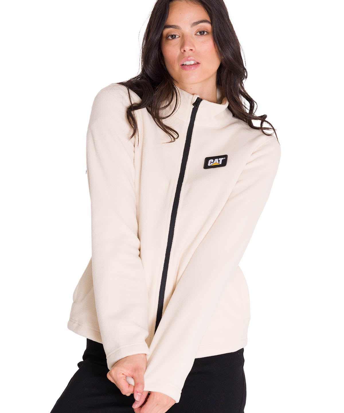 Polar Manga Larga Mujer Microfleece Full Zip Beige Cat