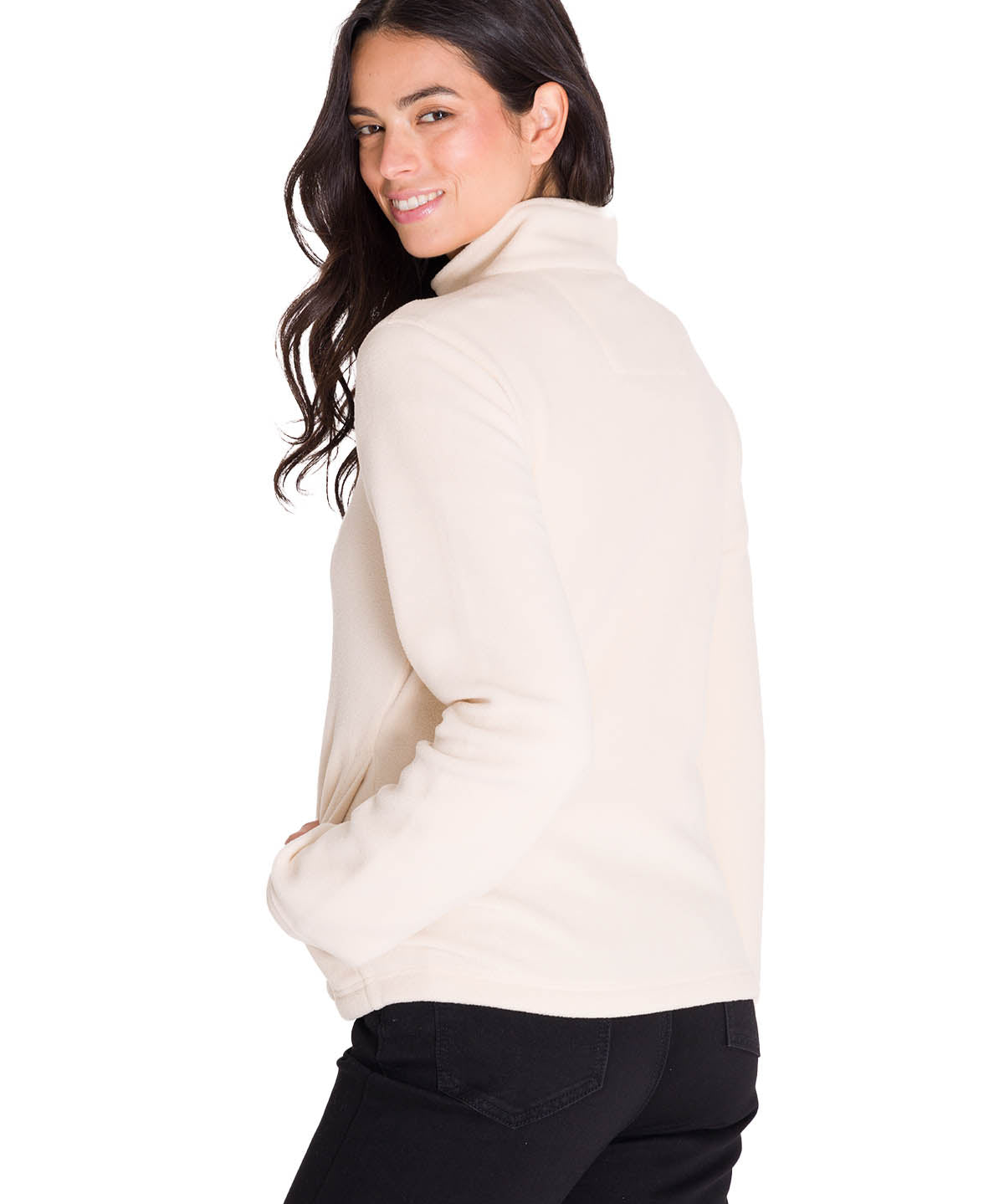 Polar Manga Larga Mujer Microfleece Full Zip Beige Cat