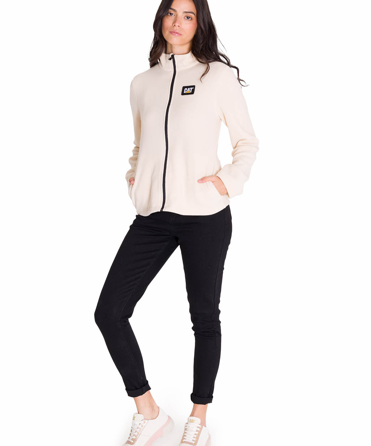 Polar Manga Larga Mujer Microfleece Full Zip Beige Cat