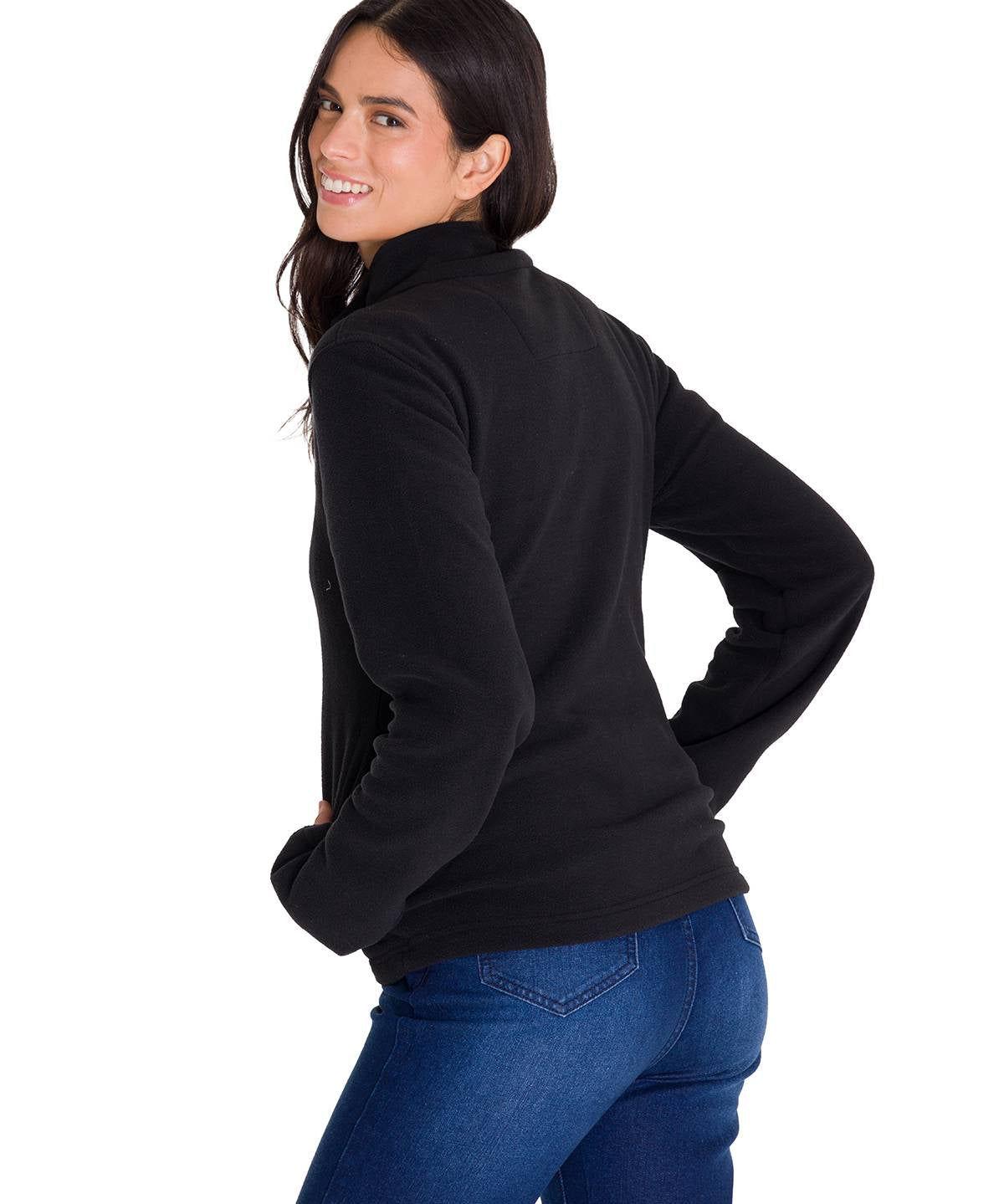 Polar Casual Mujer Women'S Microfleece Full Zip Negro Cat