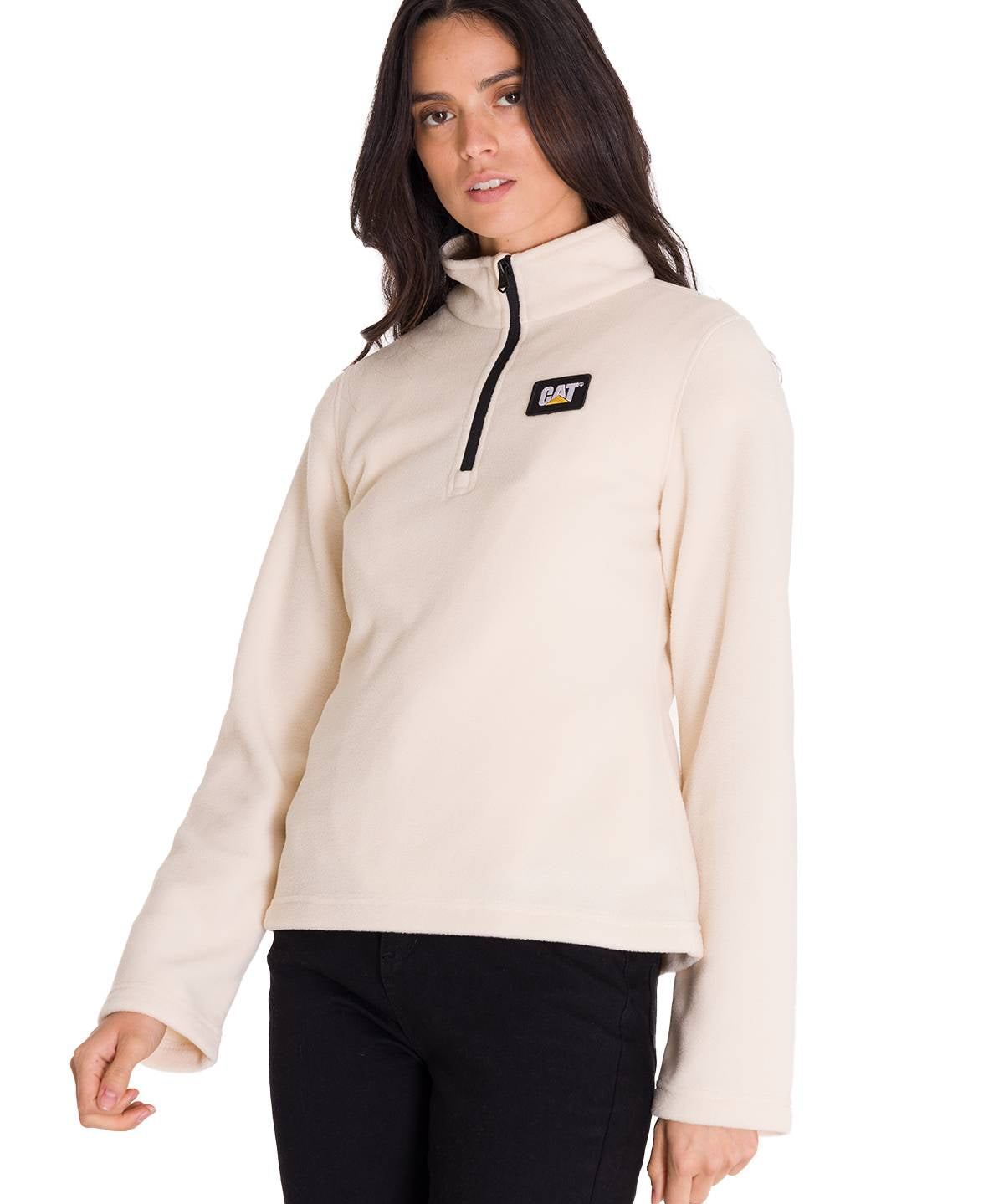 Polar Manga Larga Mujer Microfleece Quarter Zip Beige Cat