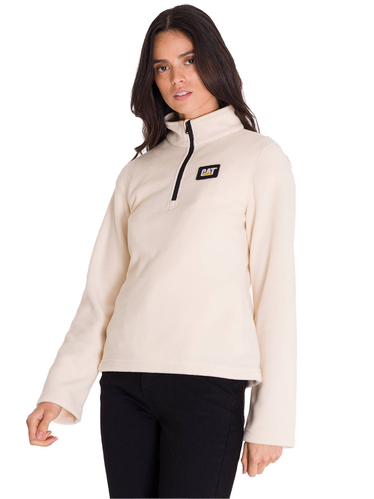 Polar Manga Larga Mujer Microfleece Quarter Zip Beige Cat