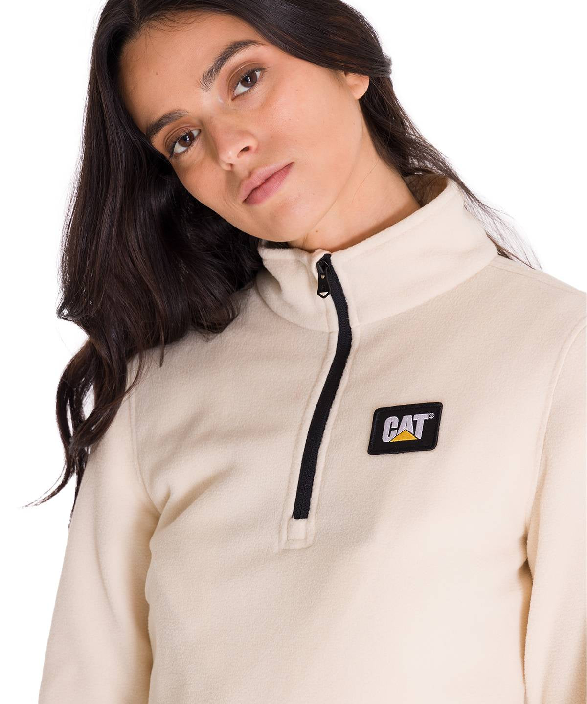 Polar Manga Larga Mujer Microfleece Quarter Zip Beige Cat