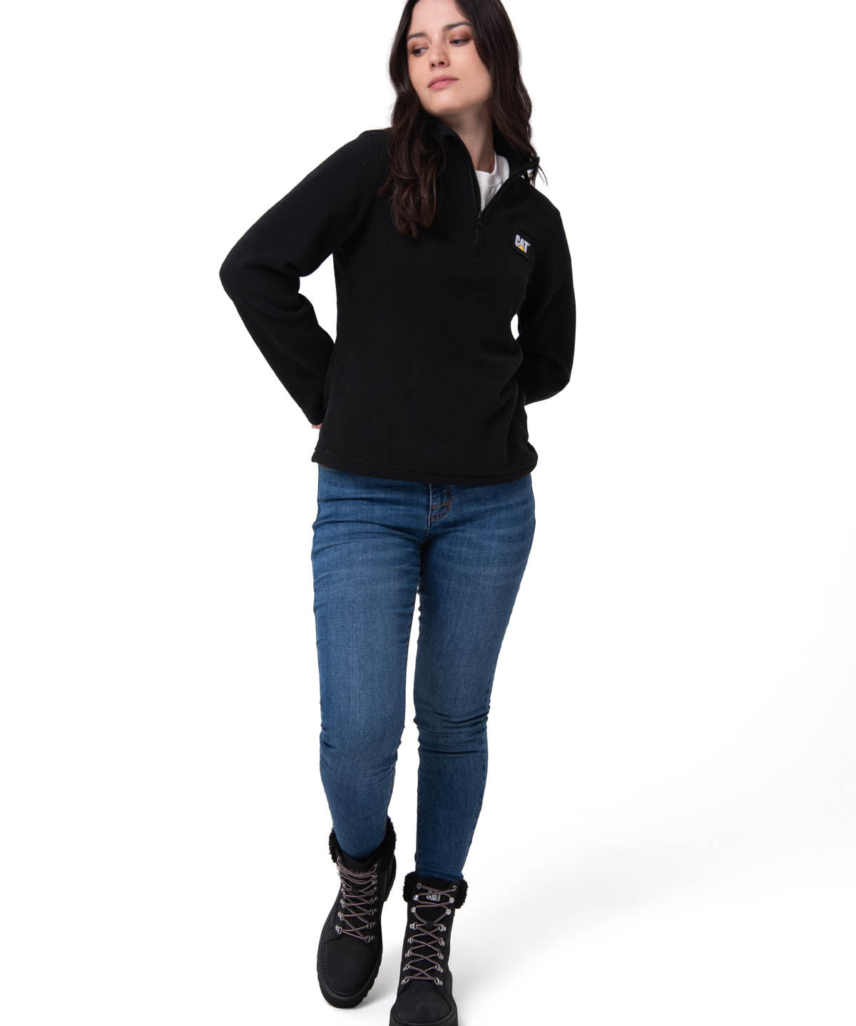 Polar Casual Mujer Women'S Microfleece Quarter Zip Negro Cat