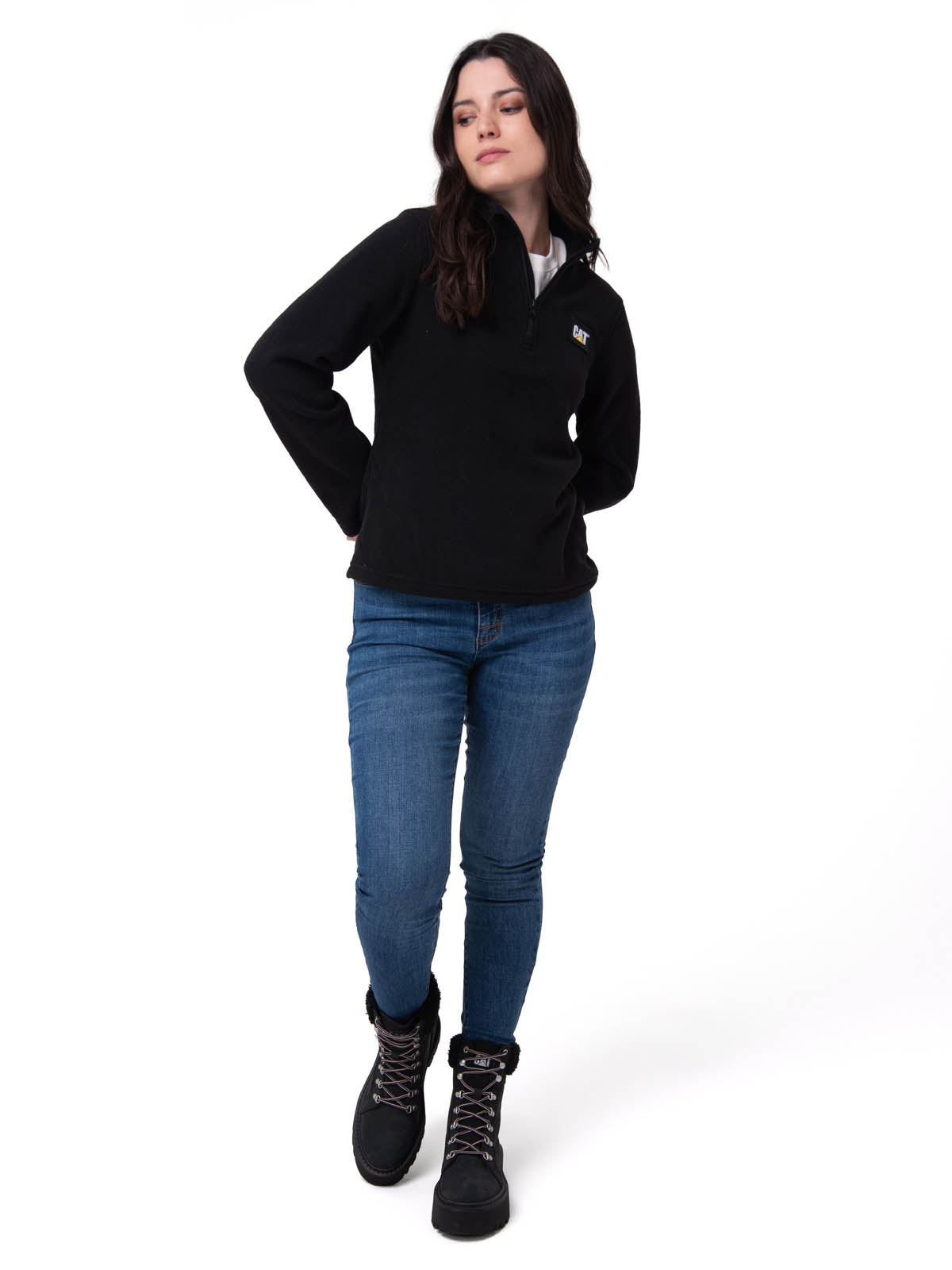 Polar Casual Mujer Women'S Microfleece Quarter Zip Negro Cat