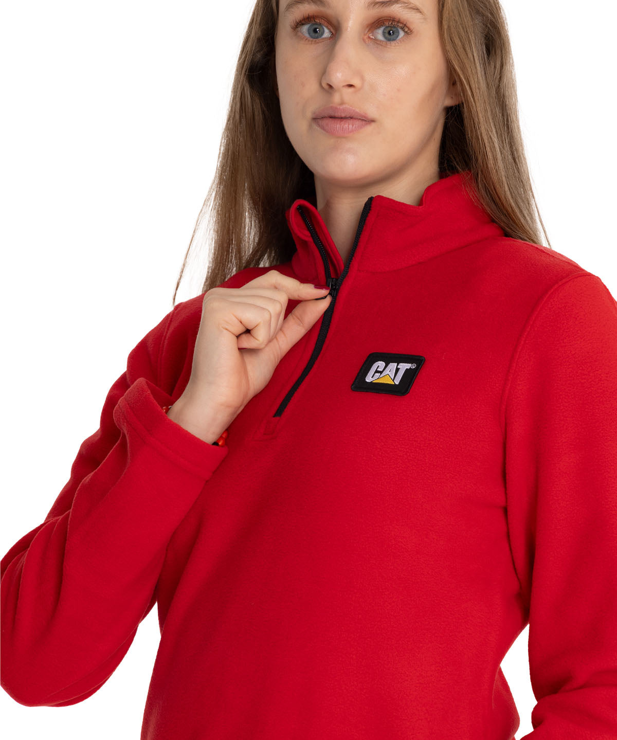 Polar Casual Mujer Women'S Microfleece Quarter Zip Rojo Cat