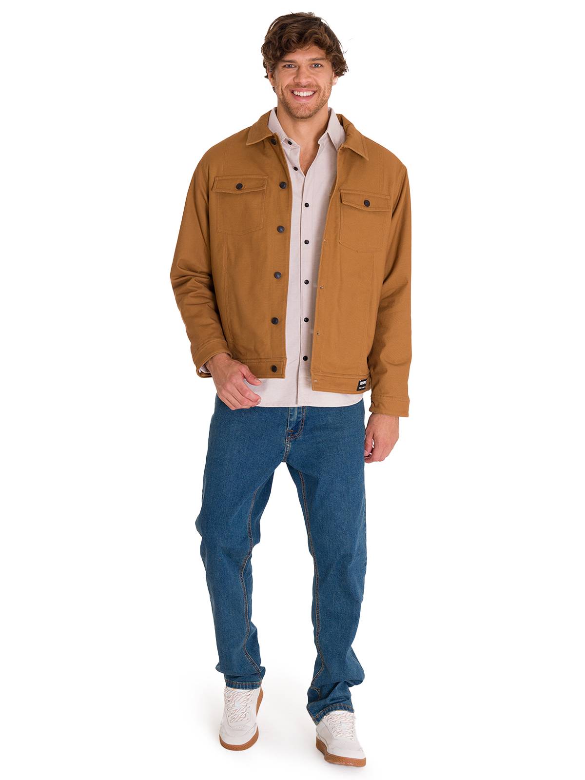Chaqueta Manga Larga Hombre Trucker Bronce Cat
