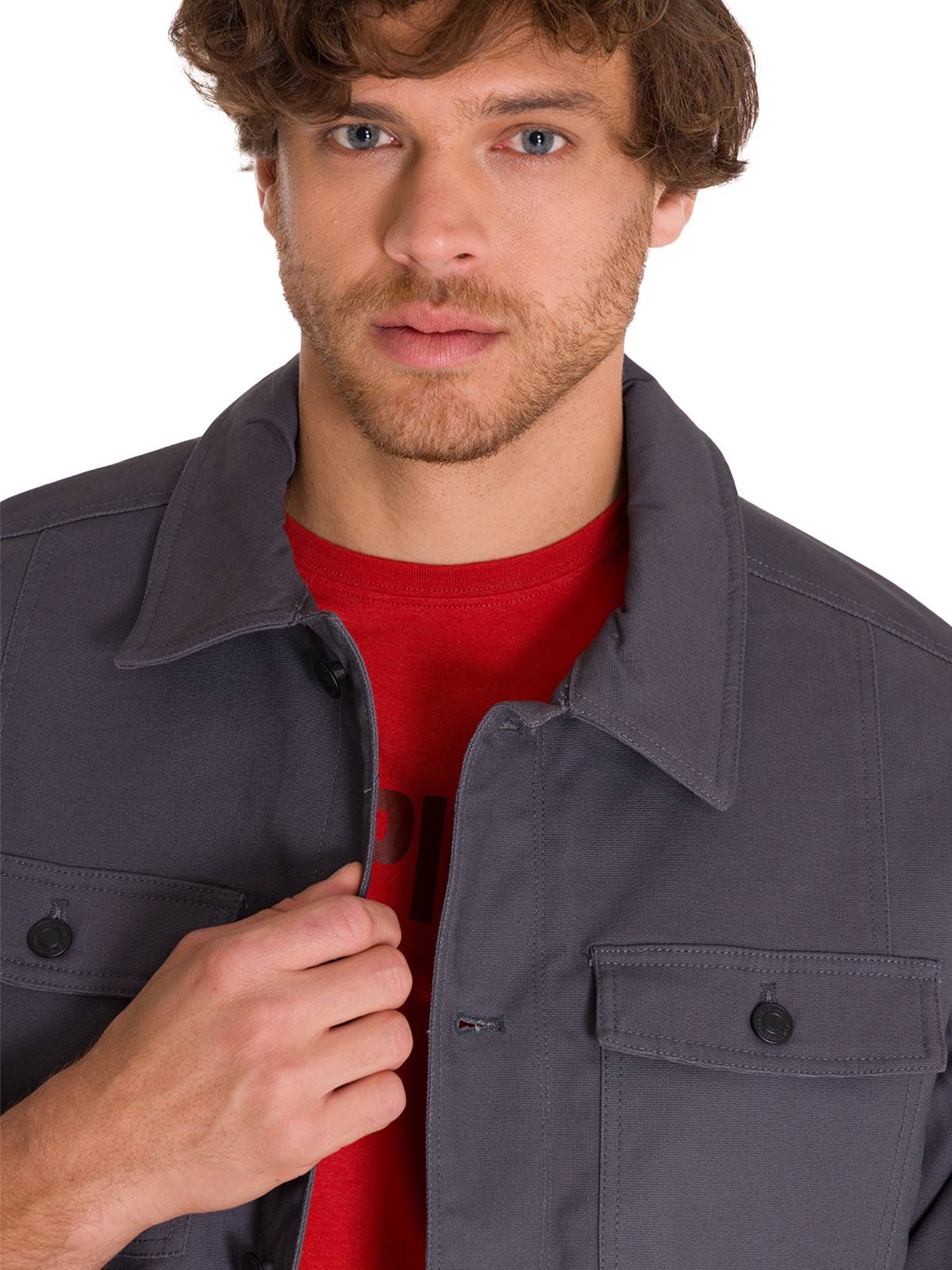 Chaqueta Manga Larga Hombre Trucker Grafito Cat