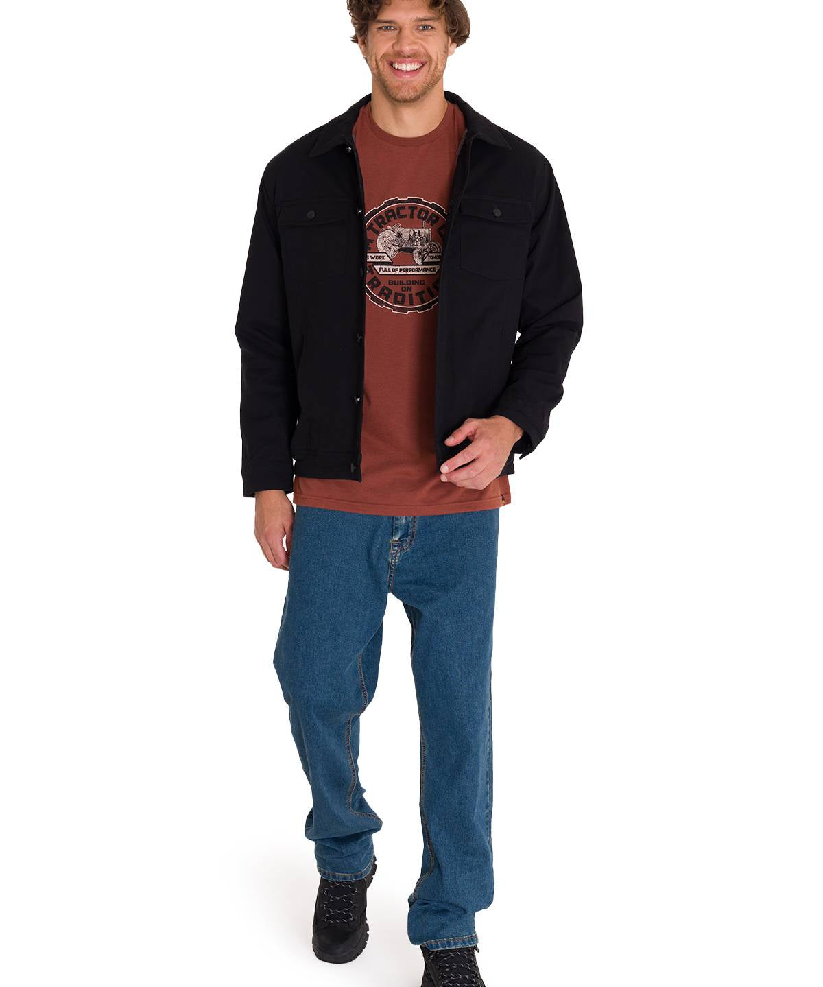 Chaqueta Manga Larga Hombre Trucker Negra Cat