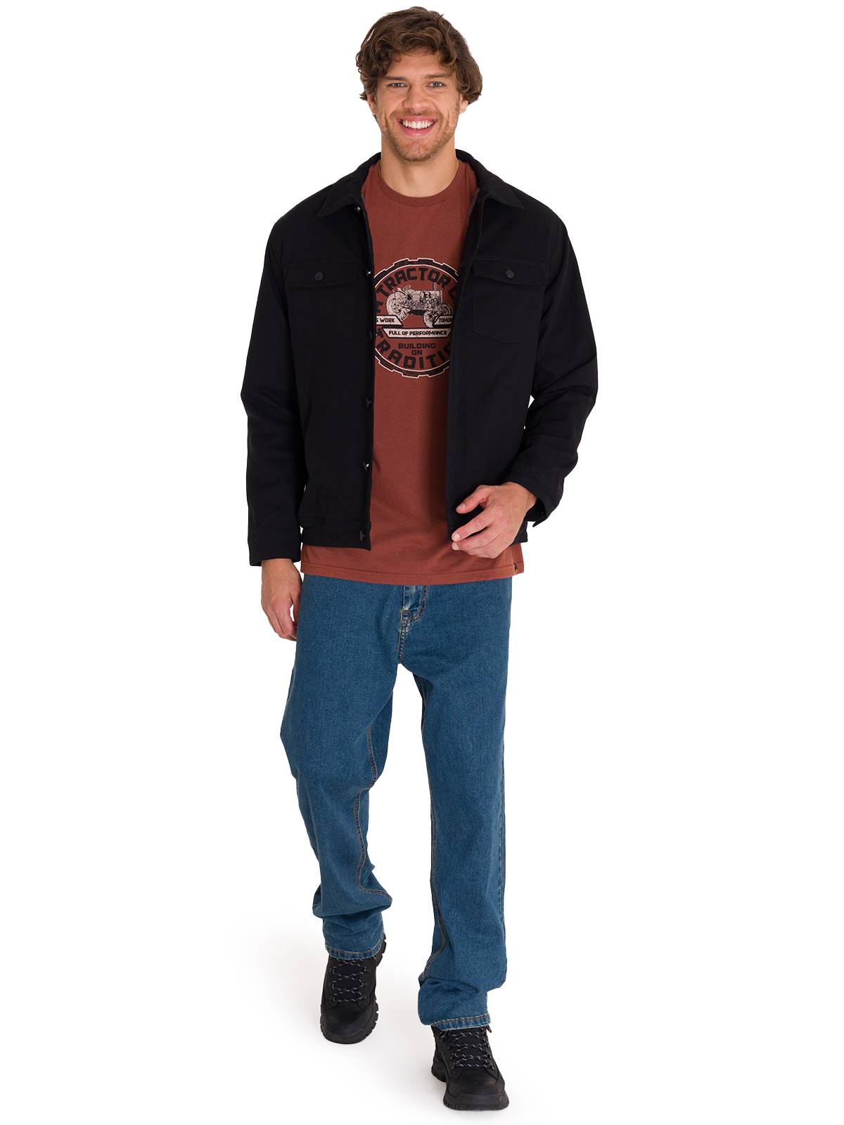 Chaqueta Manga Larga Hombre Trucker Negra Cat