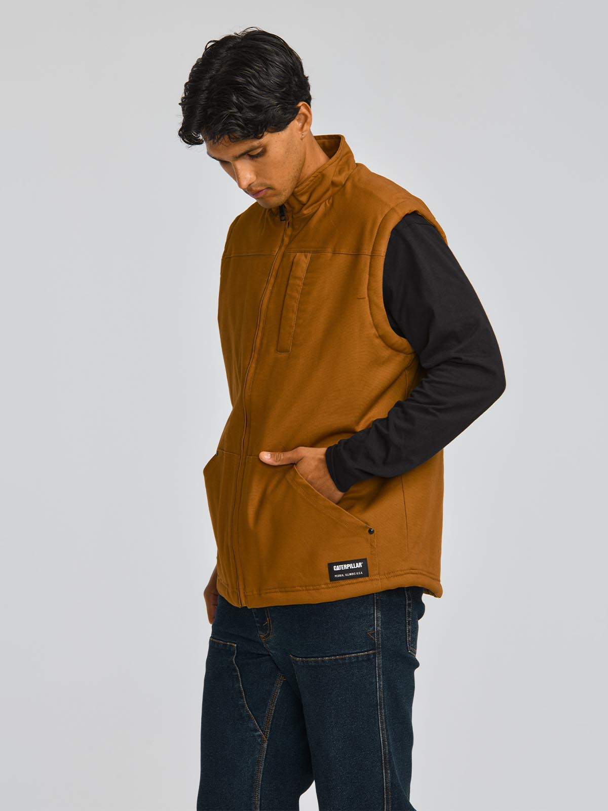 Chaqueta Sin Mangas Hombre Sherpa Lined Vest Bronce Cat