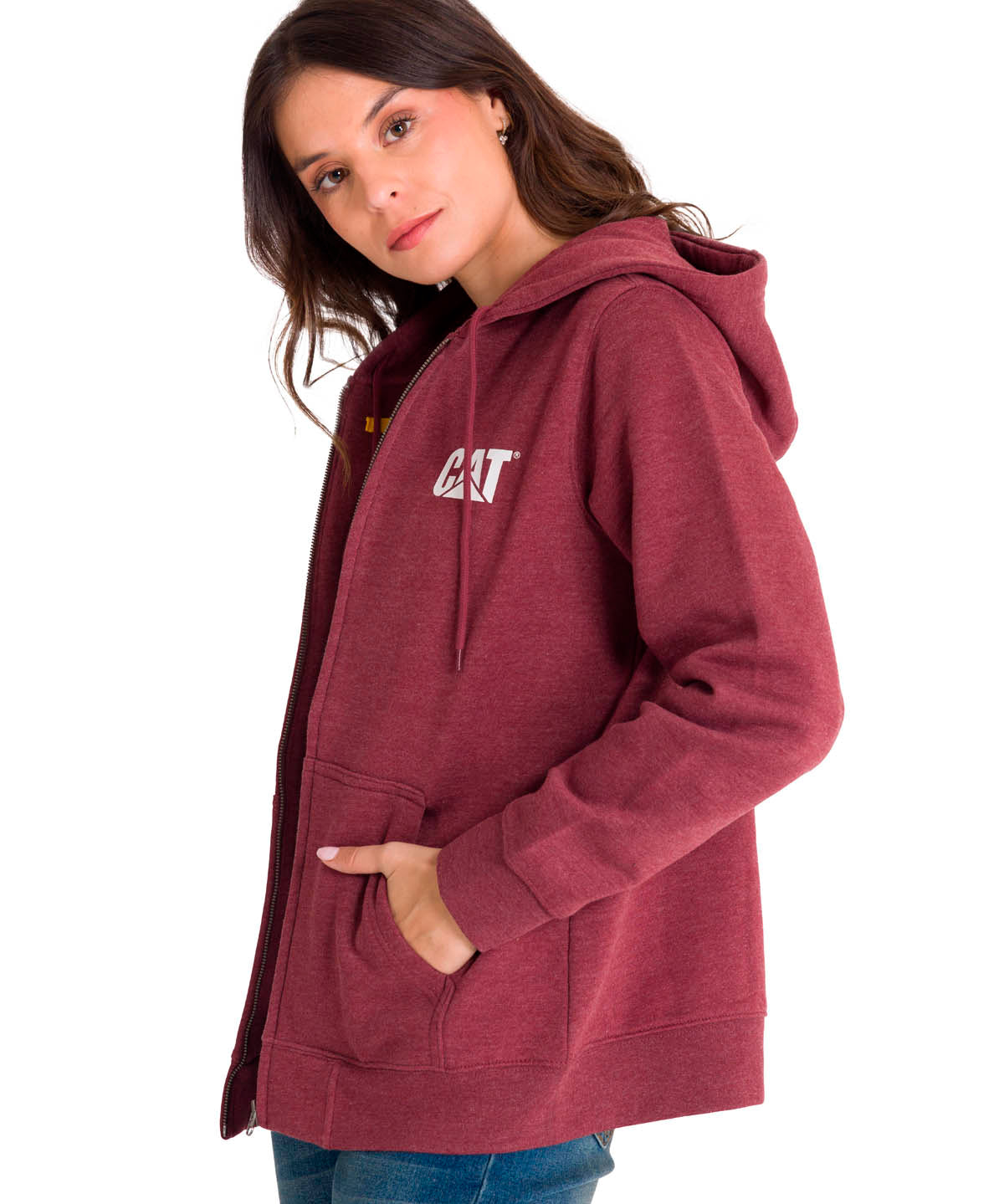 Polerón Full Zip Mujer Trademark Banner Rojo CAT