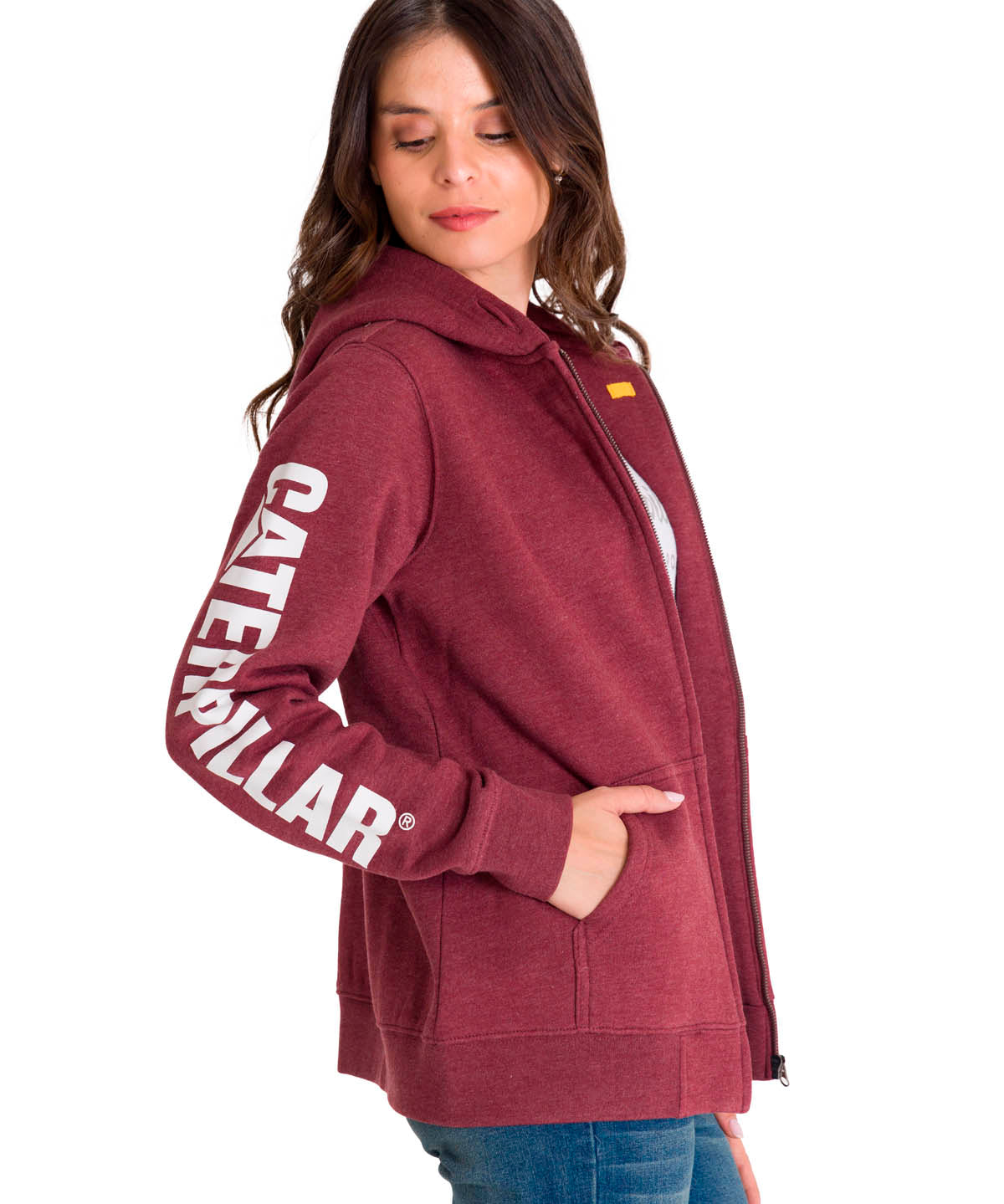 Polerón Full Zip Mujer Trademark Banner Rojo CAT