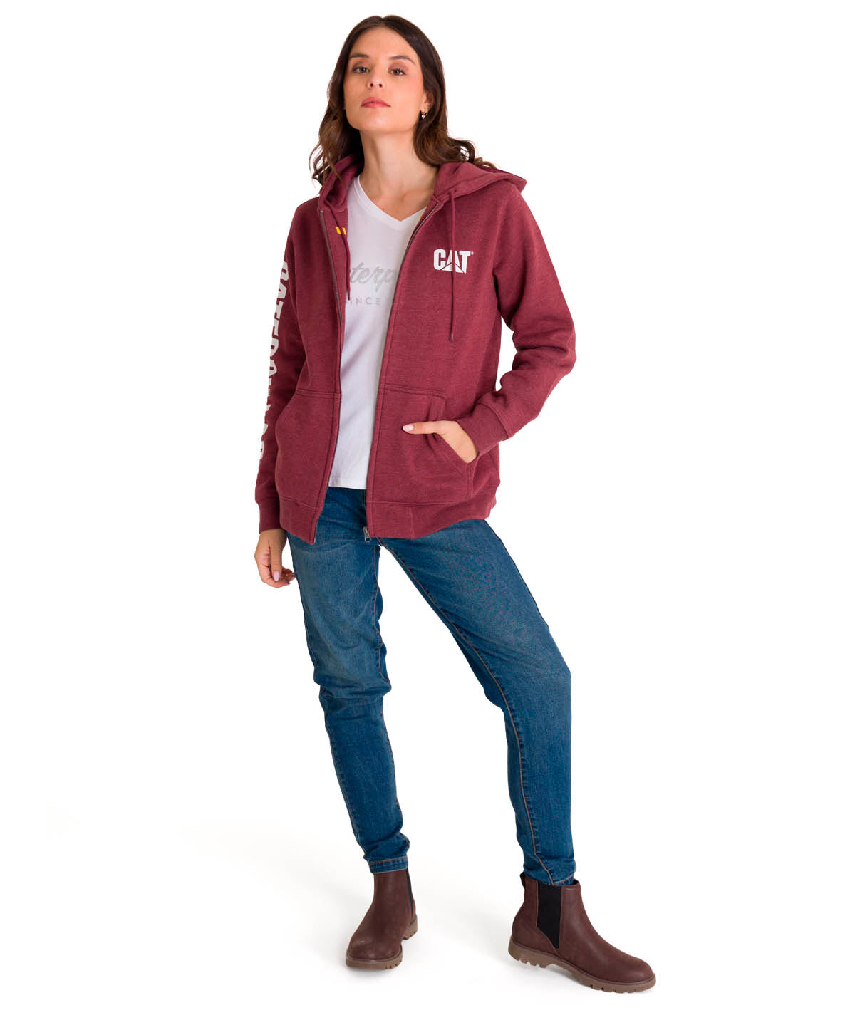 Polerón Full Zip Mujer Trademark Banner Rojo CAT