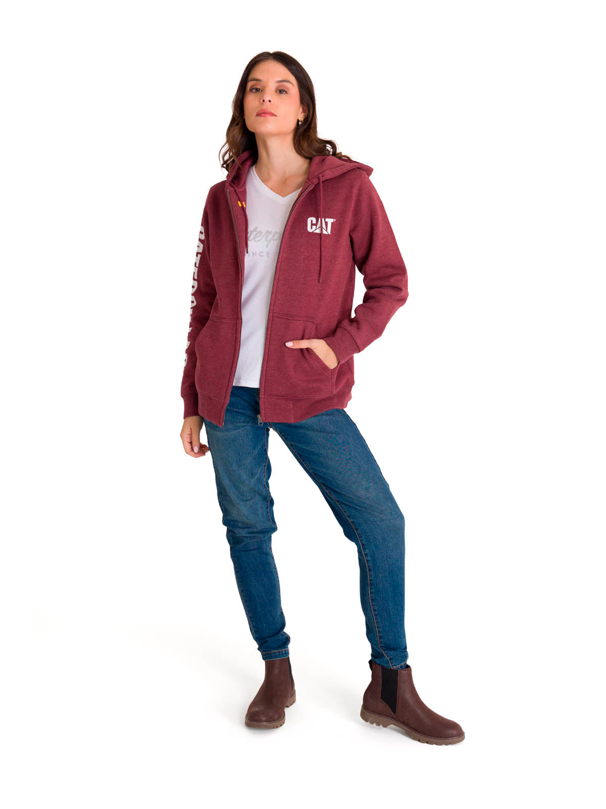 Polerón Full Zip Mujer Trademark Banner Rojo CAT